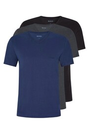 BOSS Black/Navy/Charcoal Classic V-Neck T-Shirts 3 Pack - Image 1 of 9