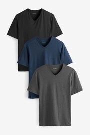 BOSS Black/Navy/Charcoal Classic V-Neck T-Shirts 3 Pack - Image 2 of 9