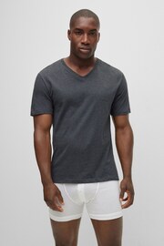 BOSS Black/Navy/Charcoal Classic V-Neck T-Shirts 3 Pack - Image 8 of 9