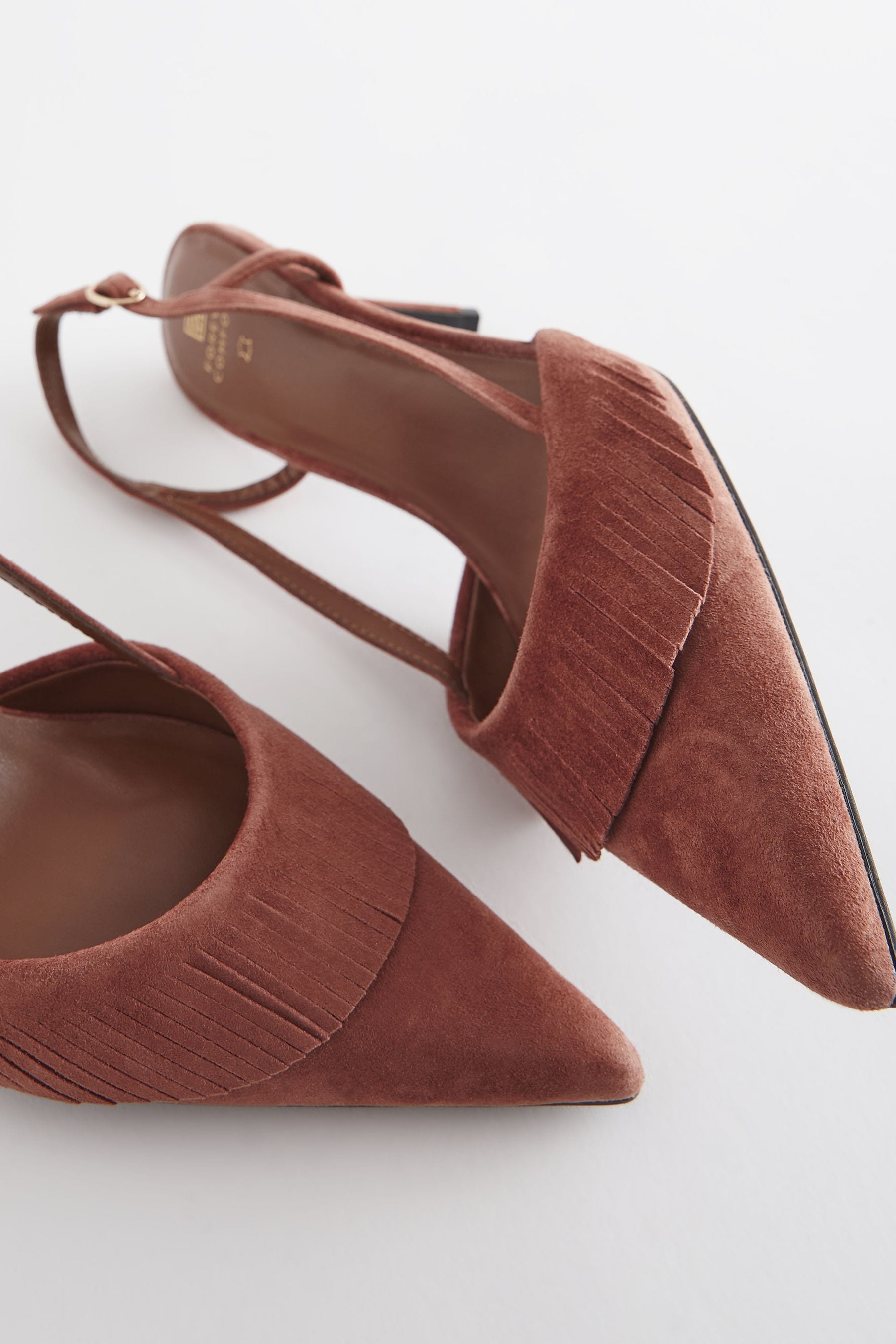 Buy Rust Brown Forever Comfort Fringe Slingback Heels from Next Luxembourg