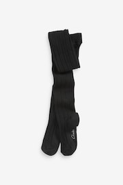 Clarks Black Ribbed Tights 2 Pack - Image 3 of 3