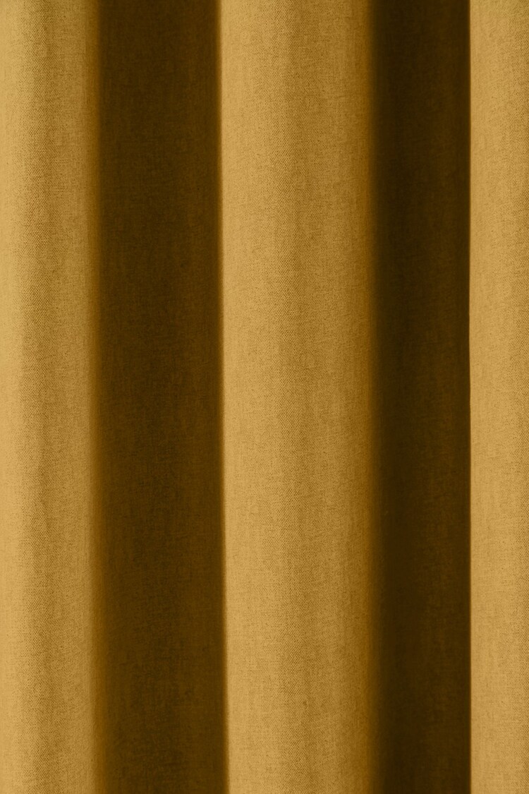 Fusion Yellow Sorbonne 100% Cotton Pair of Eyelet Curtains - Image 3 of 3