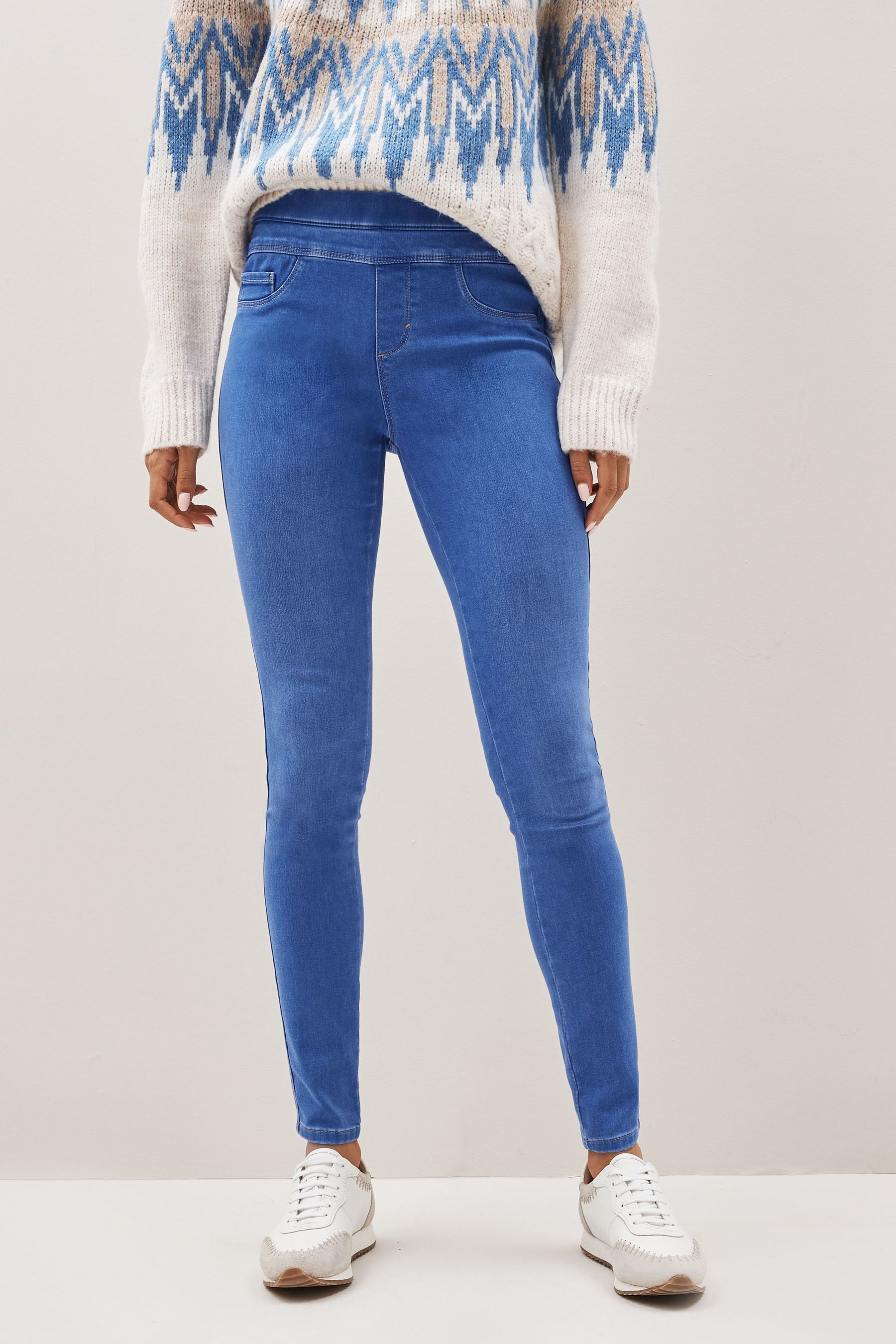 Buy Bright Blue Super Stretch Soft Sculpt Pull On Denim Leggings from Next Luxembourg