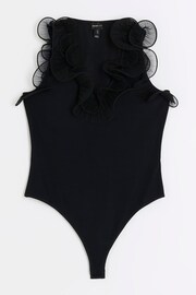 River Island Black Frill V-Neck Bodysuit - Image 5 of 6