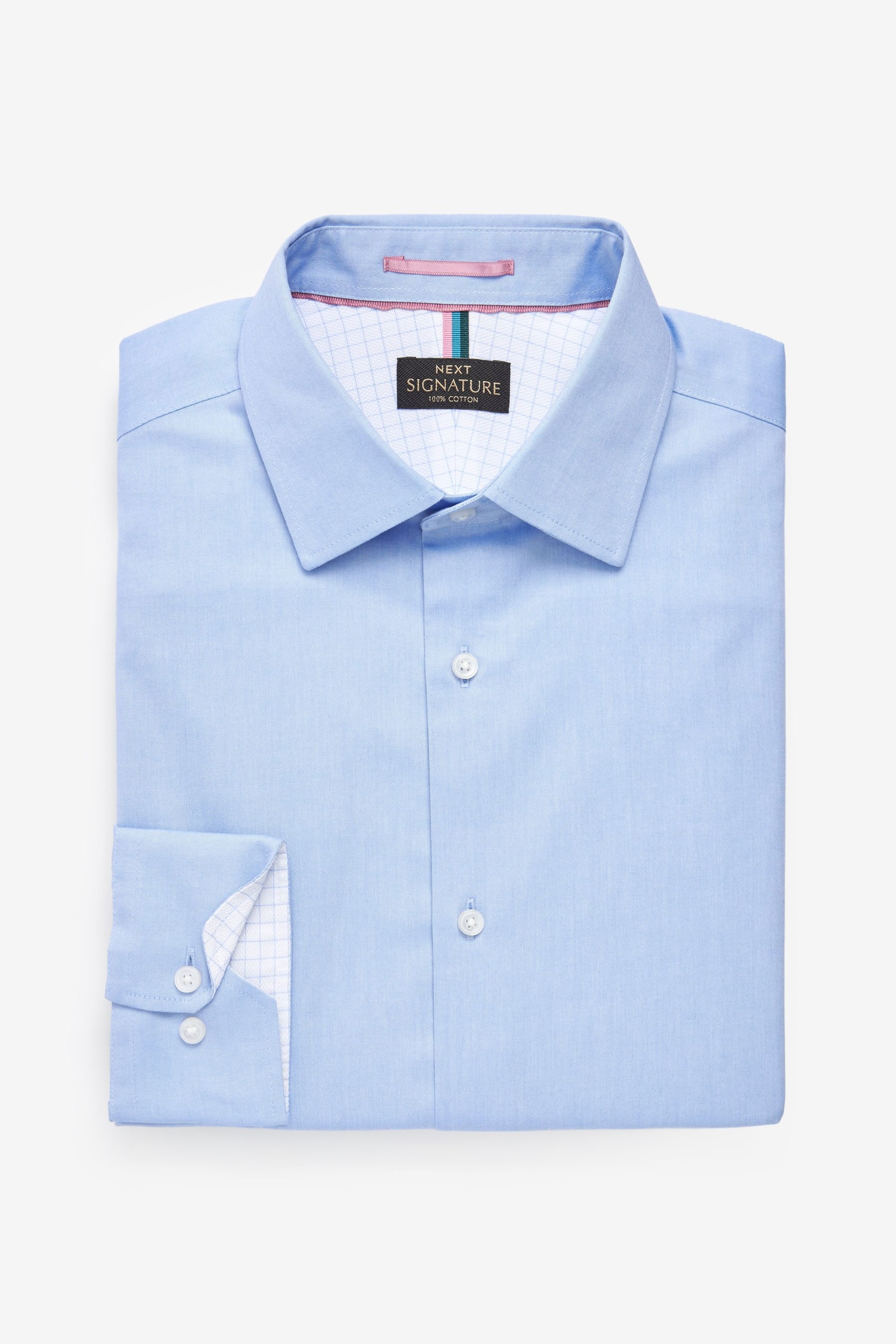 Blue Regular Fit Signature Super Non Iron Single Cuff Shirt - Image 6 of 8
