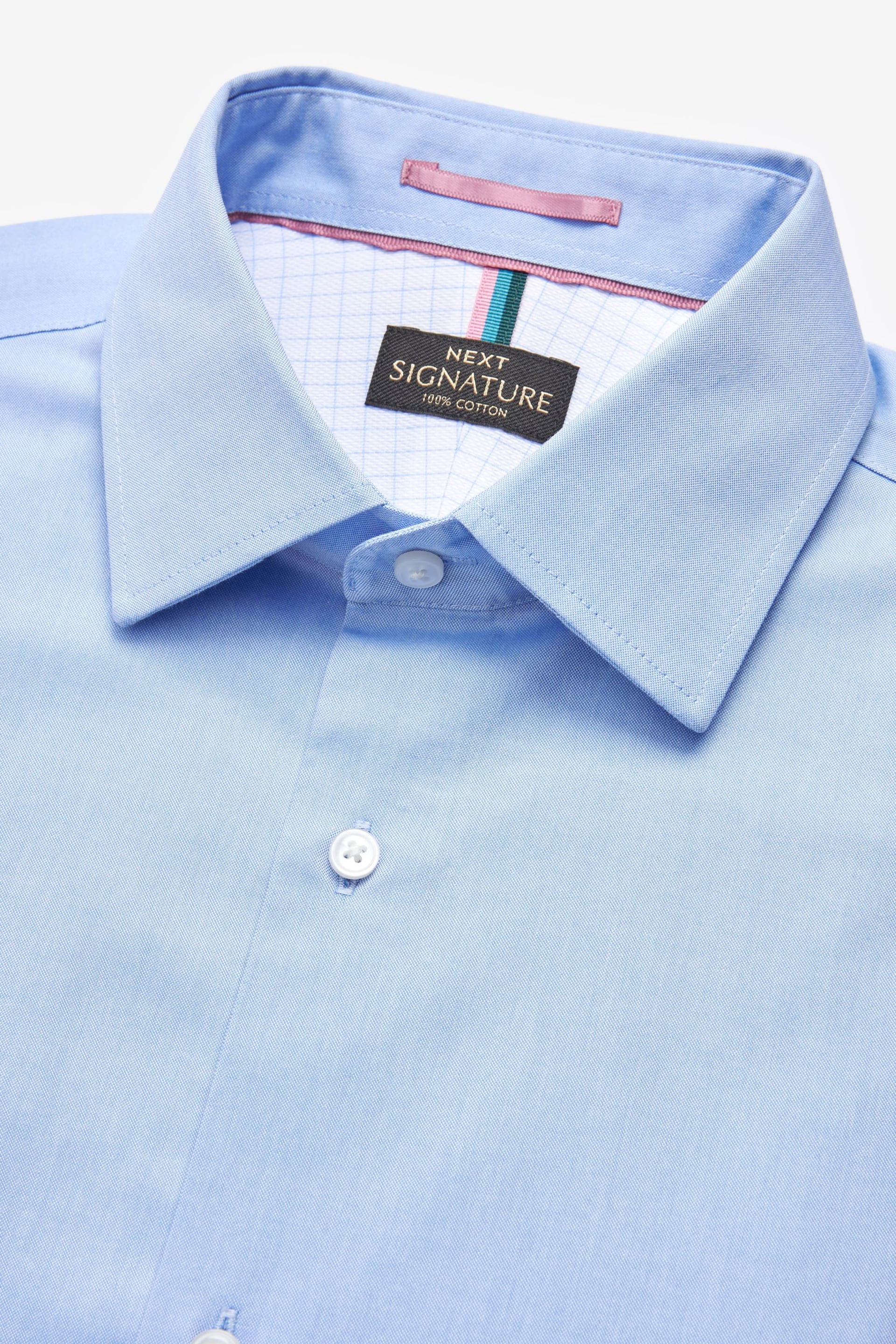 Blue Regular Fit Signature Super Non Iron Single Cuff Shirt - Image 6 of 7