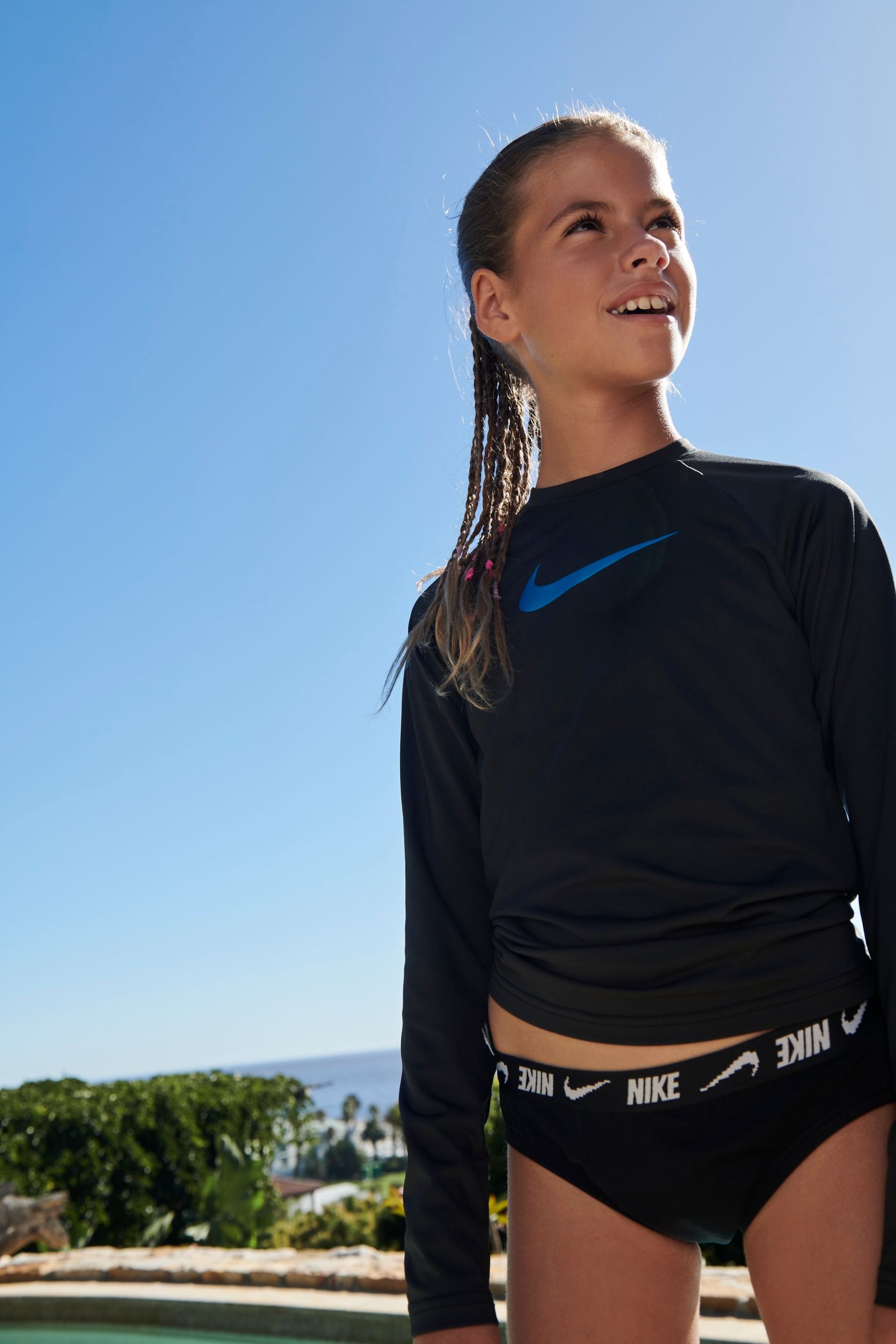 Nike Black Sun Safe Hydroguard Long Sleeved Swim Top - Image 2 of 7