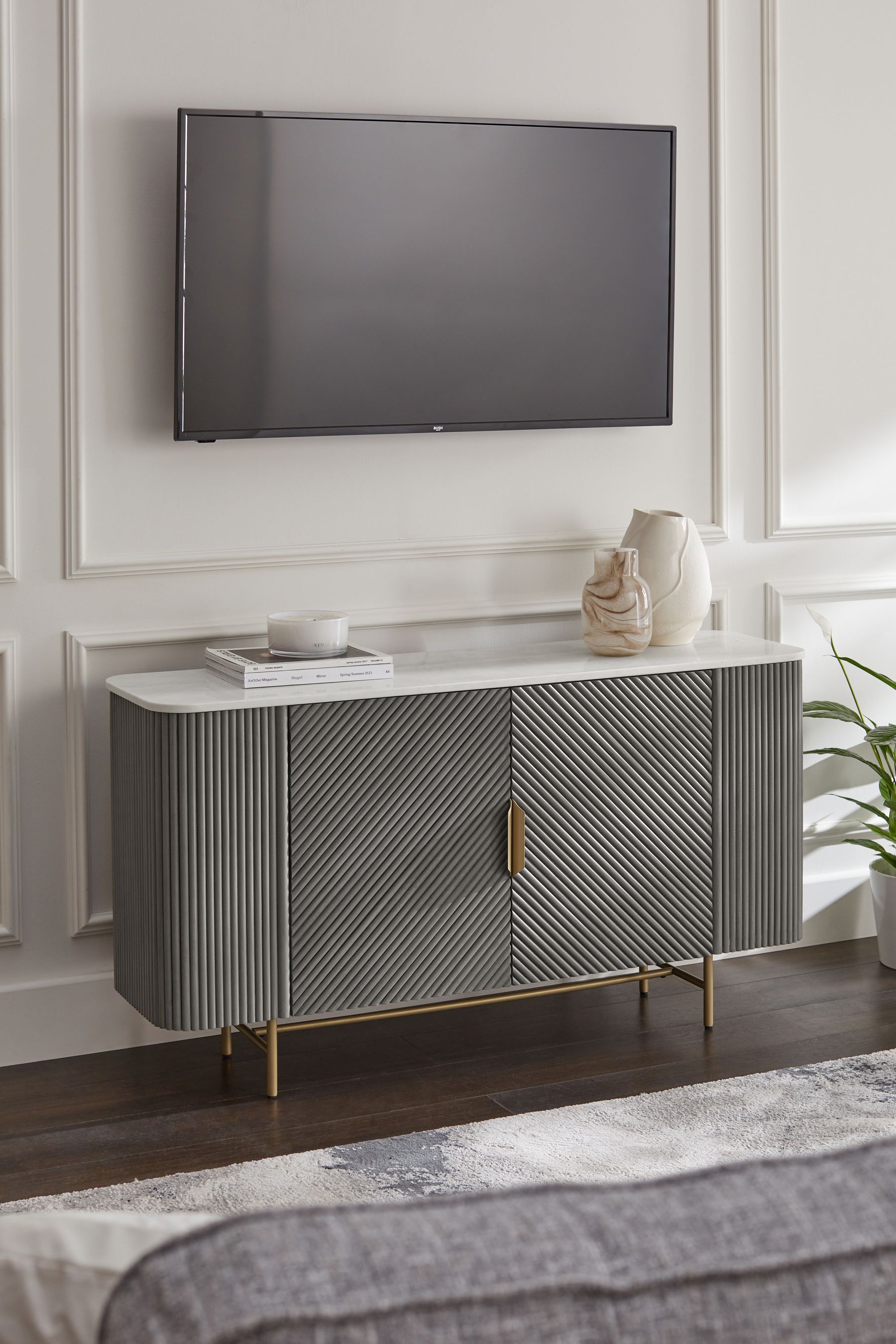 Buy Dark Grey Valencia Marble Mango Wood Large Sideboard from the Next UK online shop