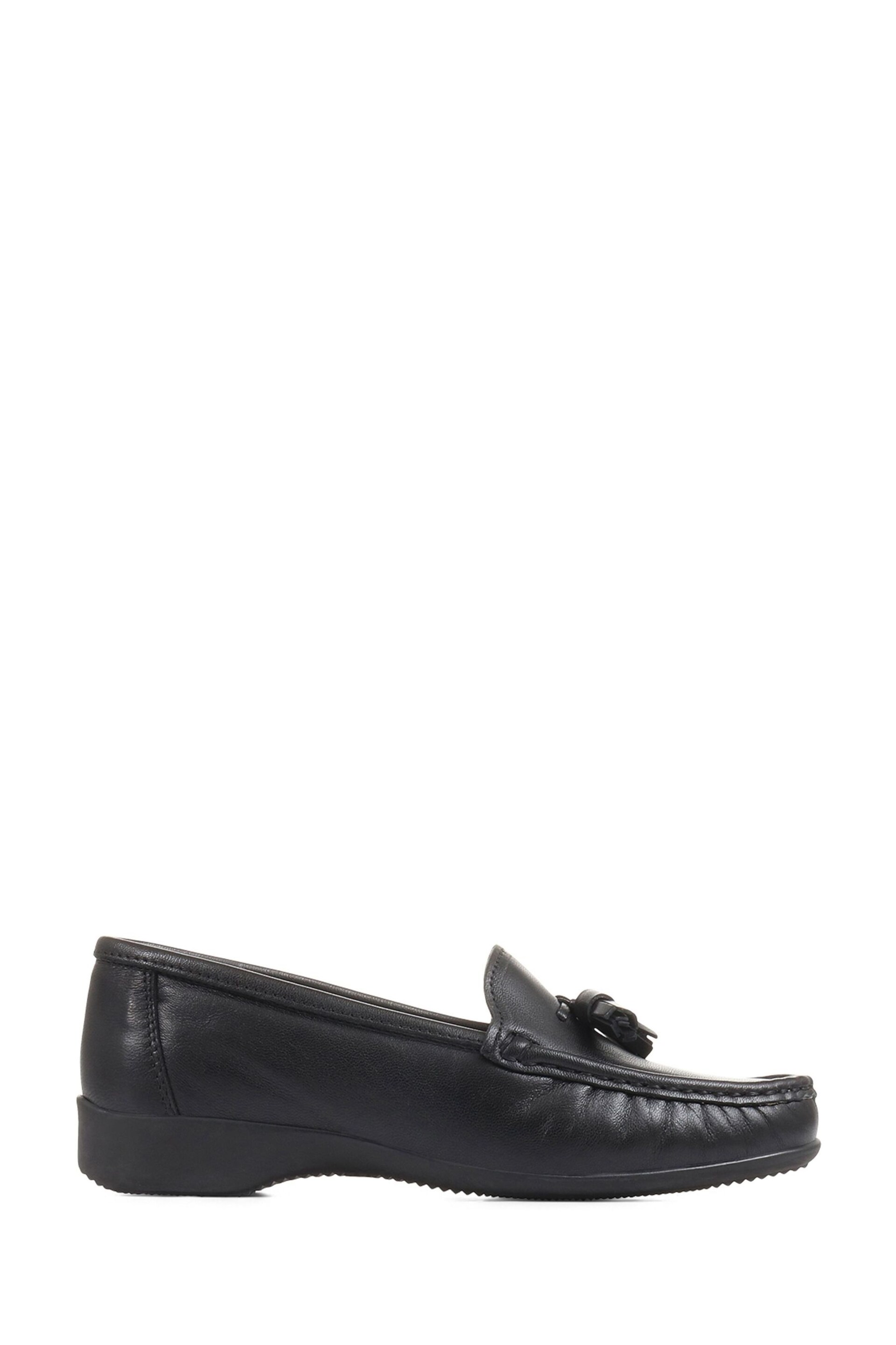 Pavers Wide Fit Black Leather Loafers With Tassel - Image 1 of 5