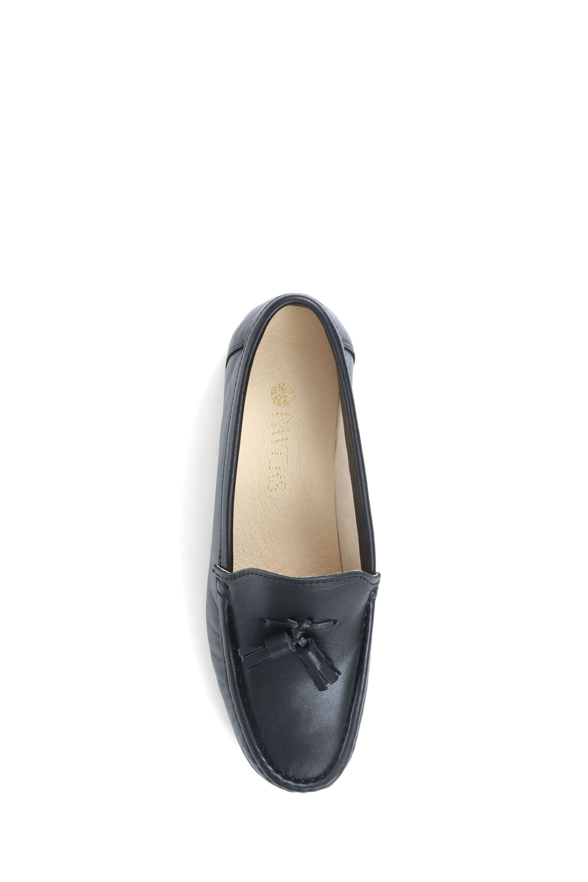 Pavers Wide Fit Black Leather Loafers With Tassel - Image 4 of 5