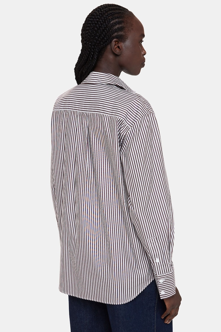 Whistles Black Relaxed Fit 100% Cotton Stripe Shirt - Image 2 of 5