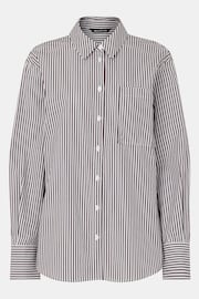 Whistles Black Relaxed Fit 100% Cotton Stripe Shirt - Image 5 of 5