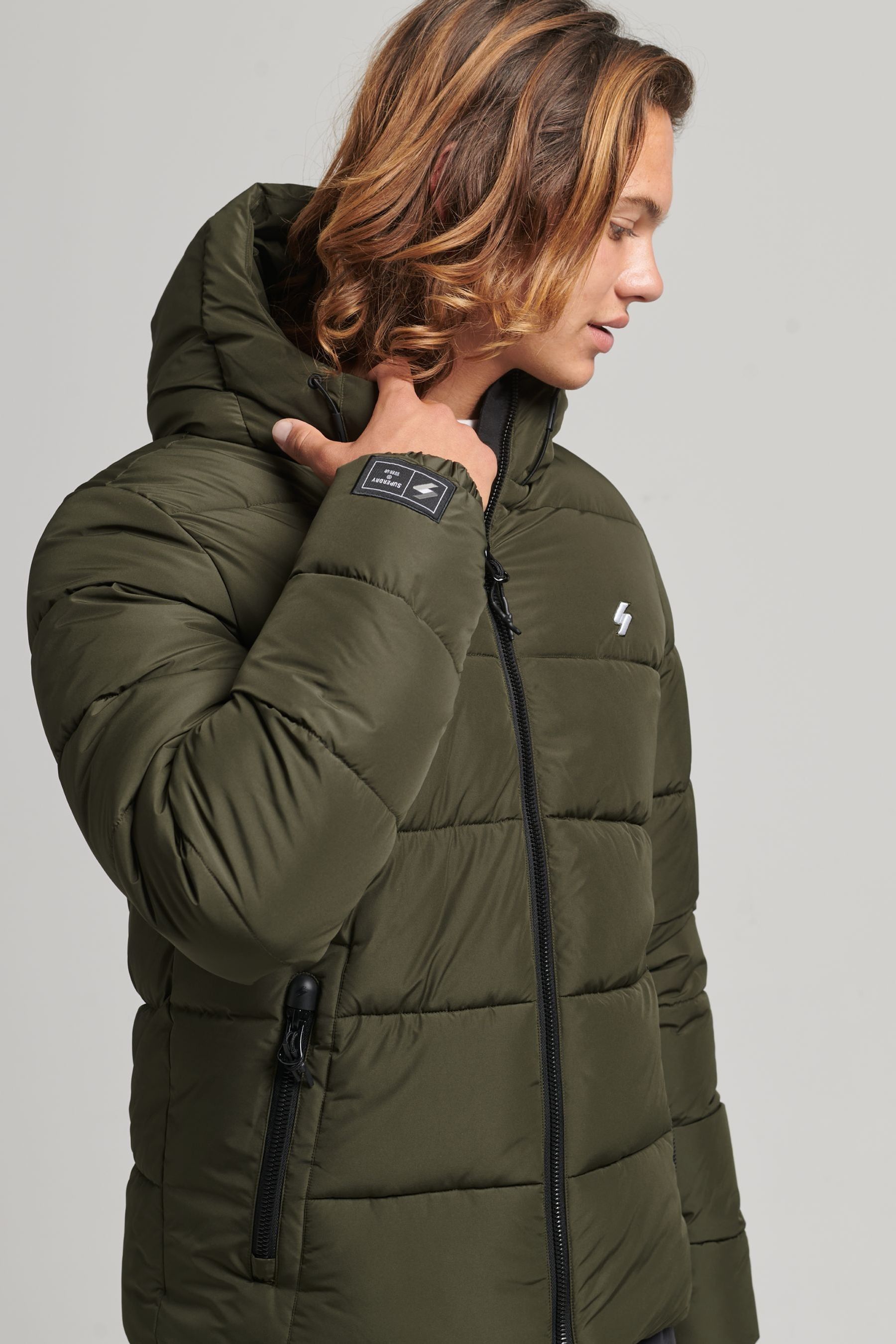 Buy Superdry Dark Moss Hooded Mens Sports Puffer Jacket from Next Oman