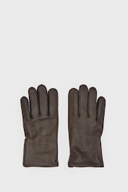 Reiss Chocolate Iowa Leather Gloves - Image 1 of 4