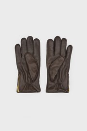 Reiss Chocolate Iowa Leather Gloves - Image 3 of 4