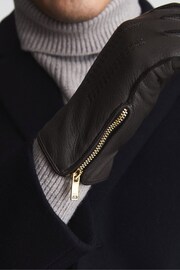 Reiss Chocolate Iowa Leather Gloves - Image 4 of 4