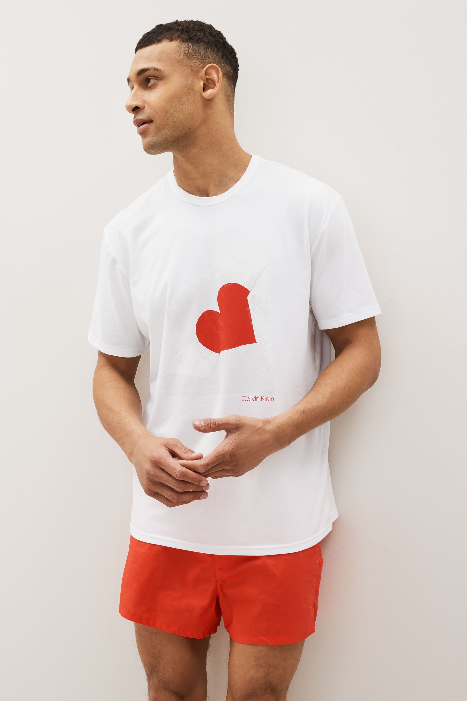 Buy Calvin Klein White Red Short Sleeve Valentines Sleep Set from Next Luxembourg