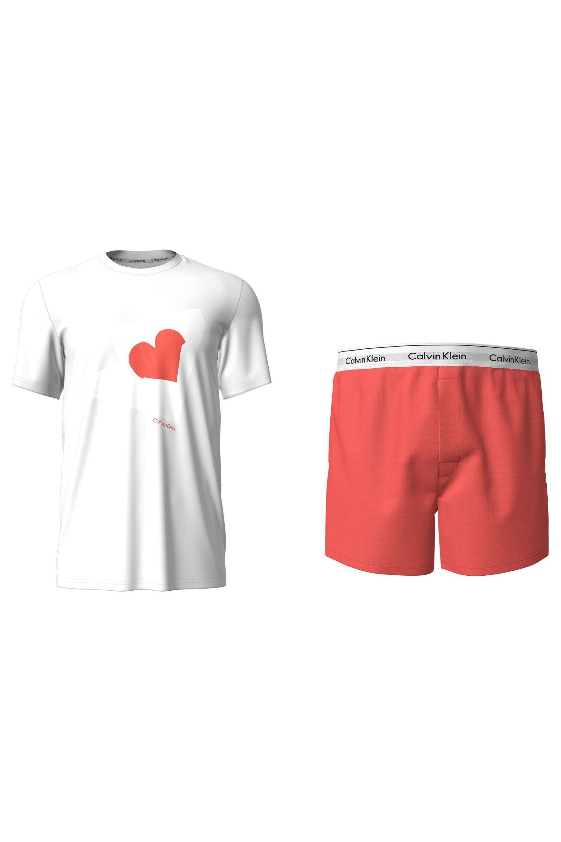 Buy Calvin Klein White Red Short Sleeve Valentines Sleep Set from Next Luxembourg