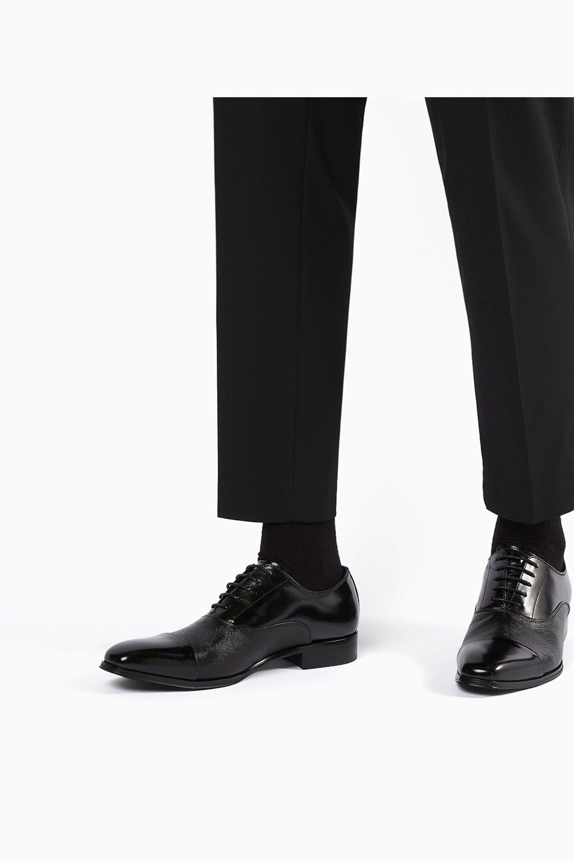 Dune London Black Sheet Saffiano Embossed Oxford Shoes - Image 2 of 5