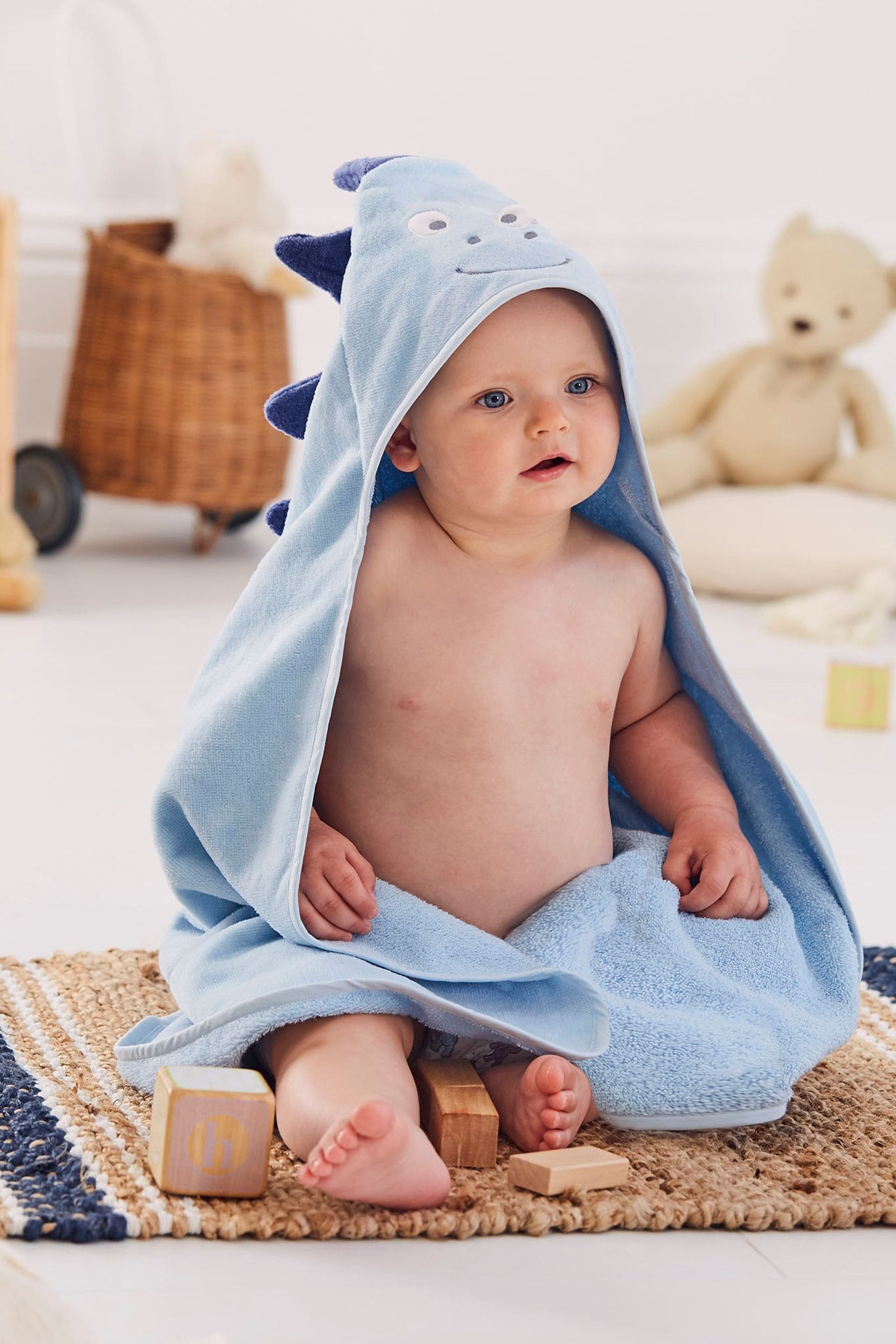 Buy JoJo Maman Bebe Blue Dino Character Hooded Towel from the Next UK online shop