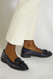 Dune London Black Chrome Standard Fit Global Almond Tassel Loafers - Image 1 of 6