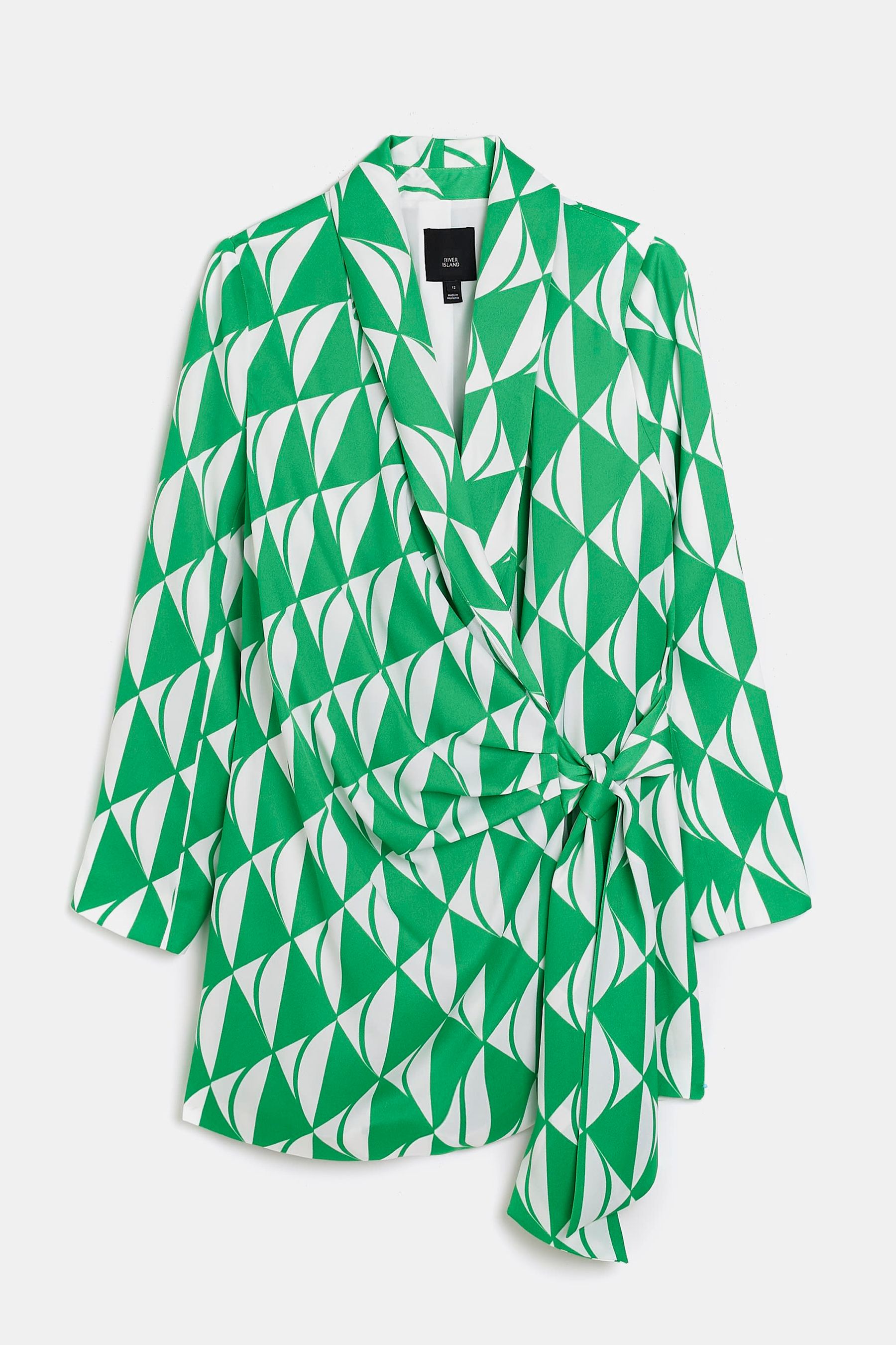 Buy River Island Green Bright Geo Soft Belted Blazer from Next Luxembourg