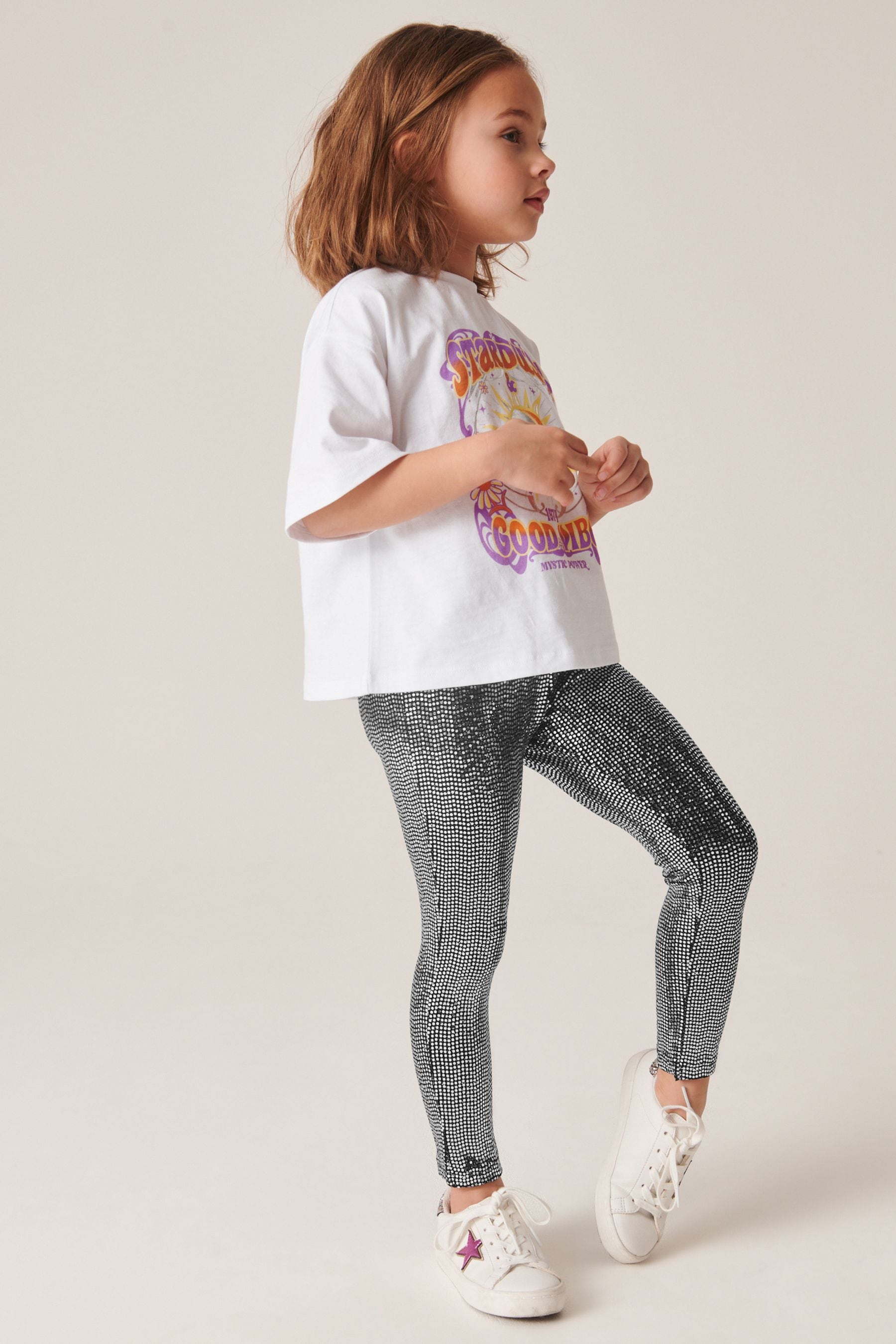Buy Silver Sparkle Leggings And T Shirt Set 3 16yrs from Next Luxembourg