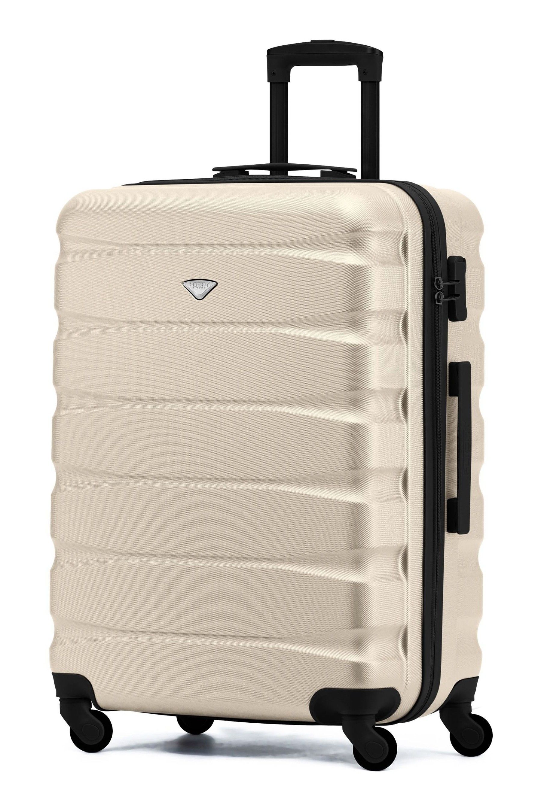 Buy Flight Knight Cream Black Medium Hardcase Lightweight Check In Suitcase With 4 Wheels from the Next UK online shop