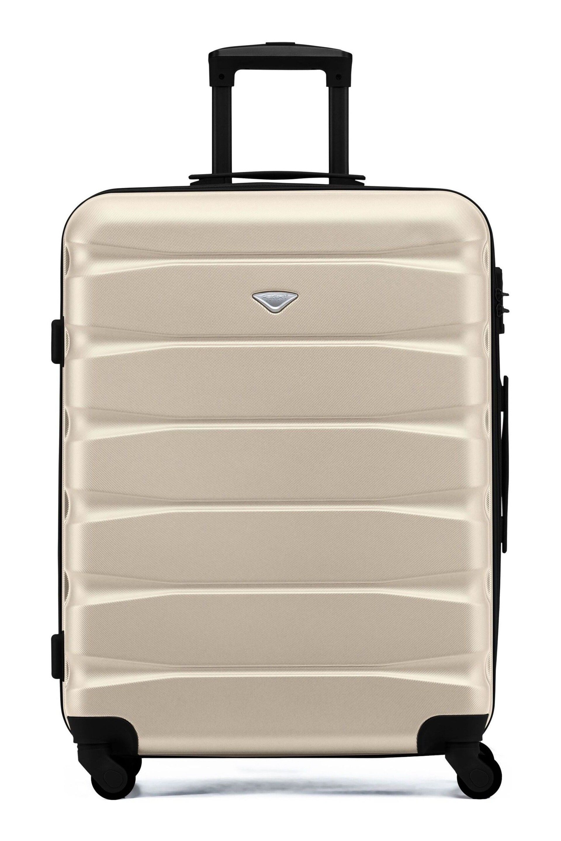 Flight Knight Cream/Black Medium Hardcase Lightweight Check In Suitcase With 4 Wheels - Image 2 of 8