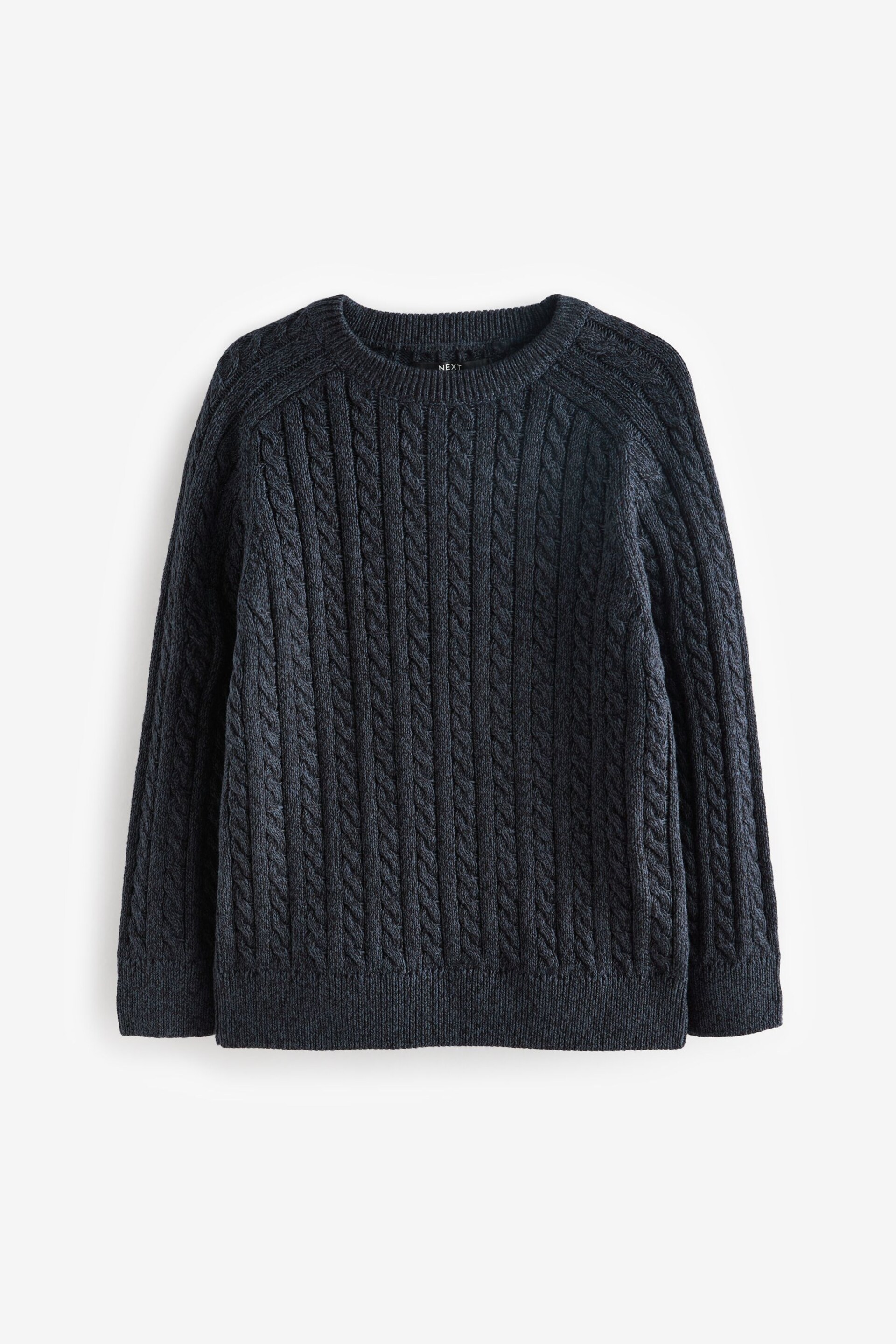 Navy Blue Cable Knit Crew Jumper (3-16yrs) - Image 1 of 3