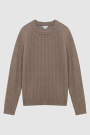 Reiss Mouse Melange Millerson Wool-Cotton Textured Crew Neck Jumper - Image 2 of 5