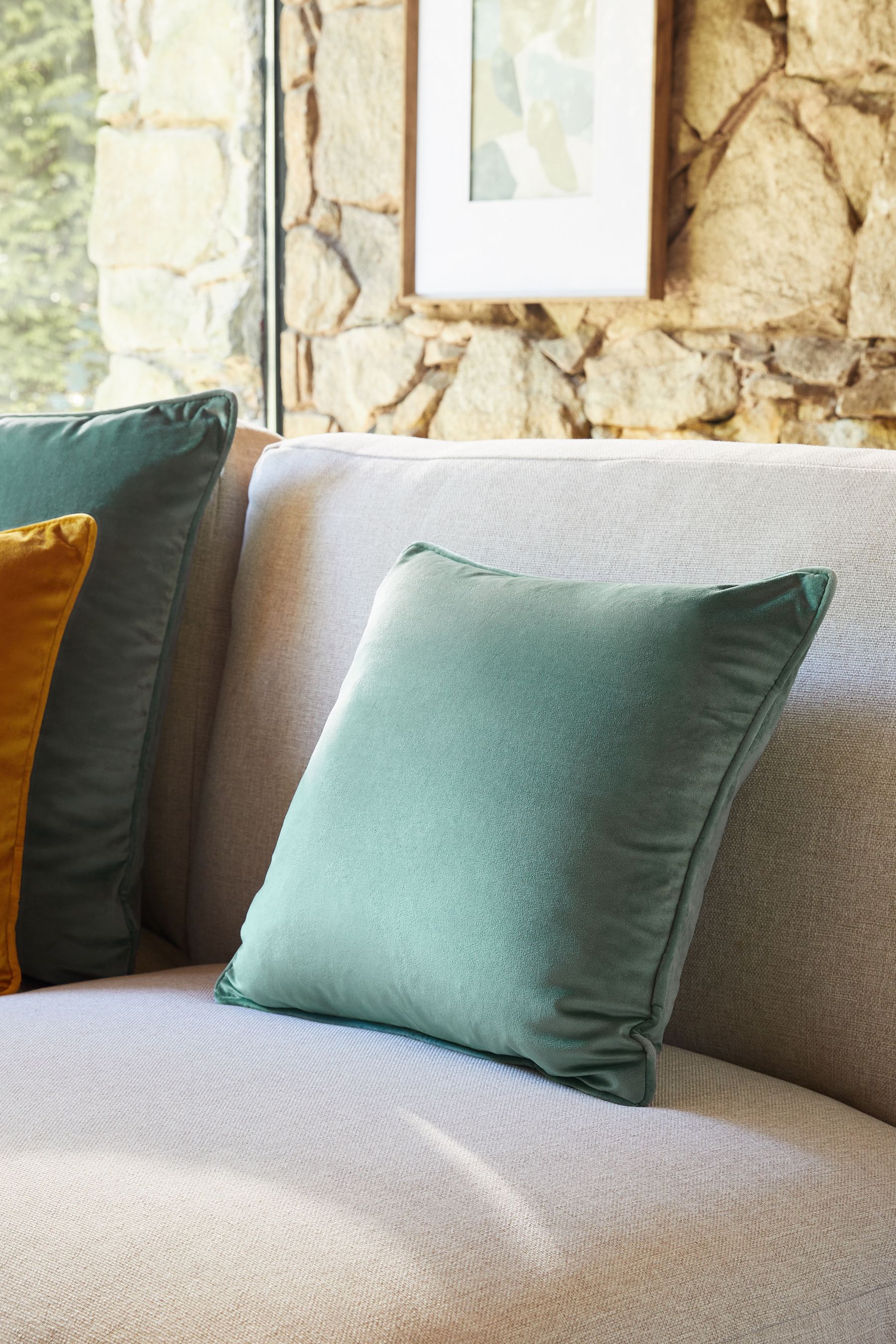 Buy Teal Blue 43 x 43cm Matte Velvet Cushion from the Next UK online shop