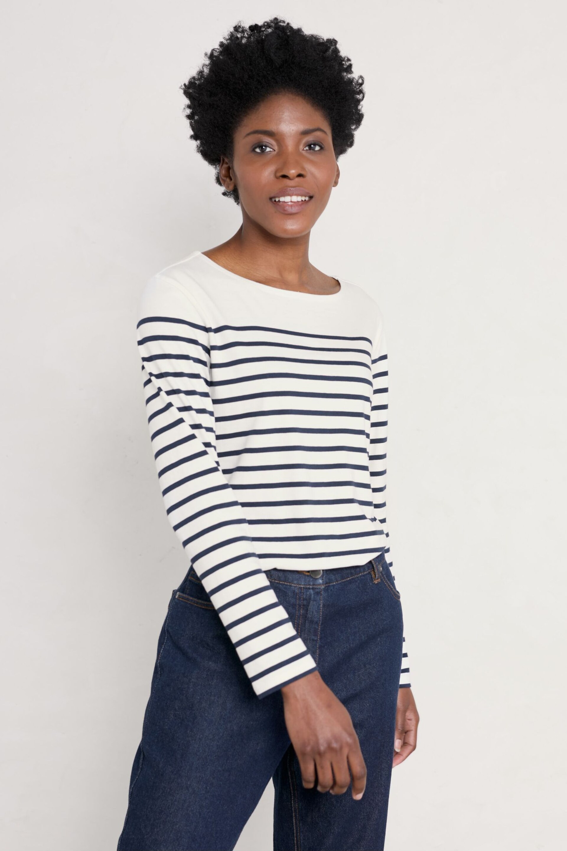 Seasalt Cornwall Natural Striped Sailor Shirt - Image 1 of 5