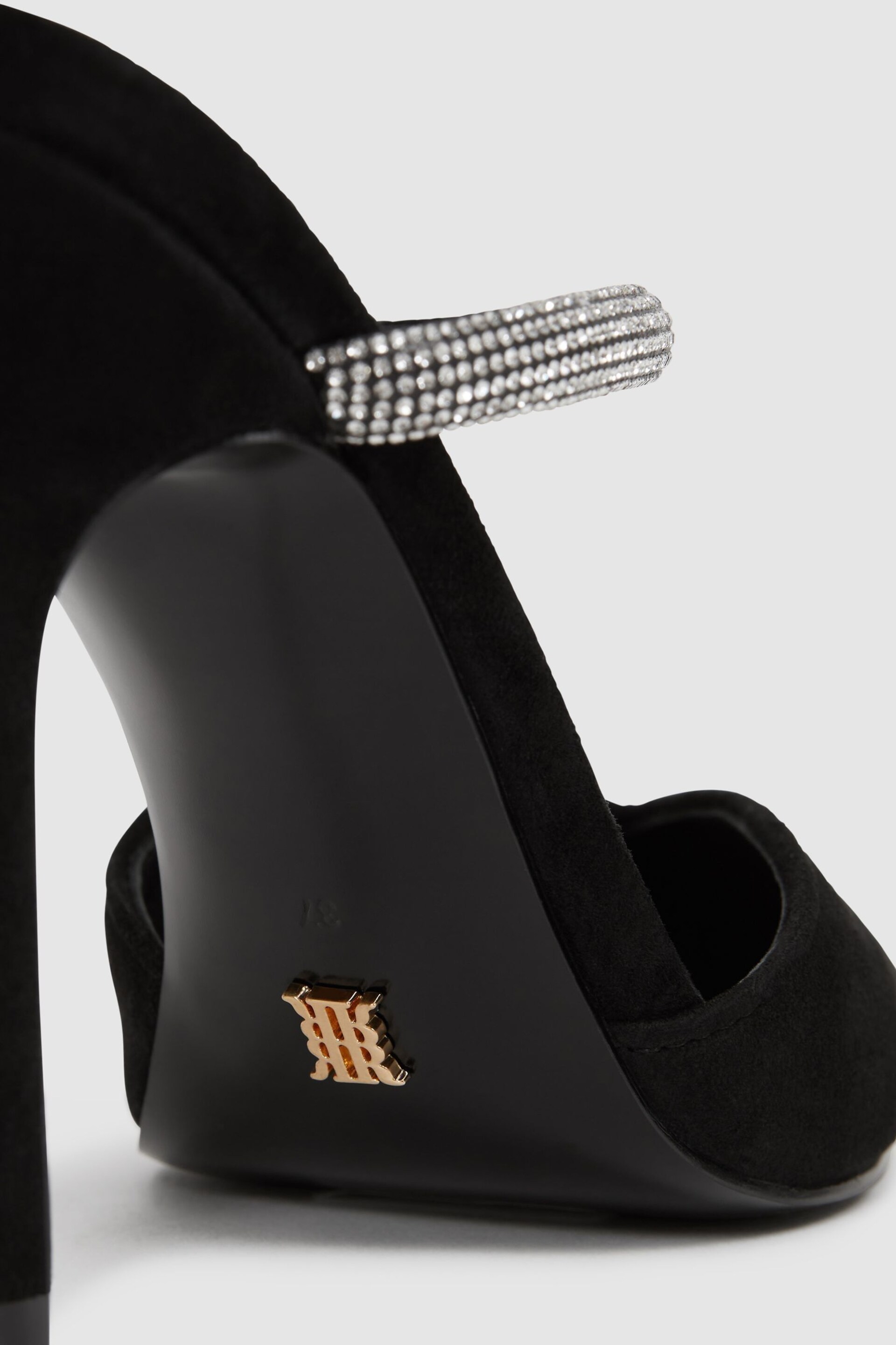 Reiss Black Banbury Embellished Crystal Court Shoes - Image 4 of 6
