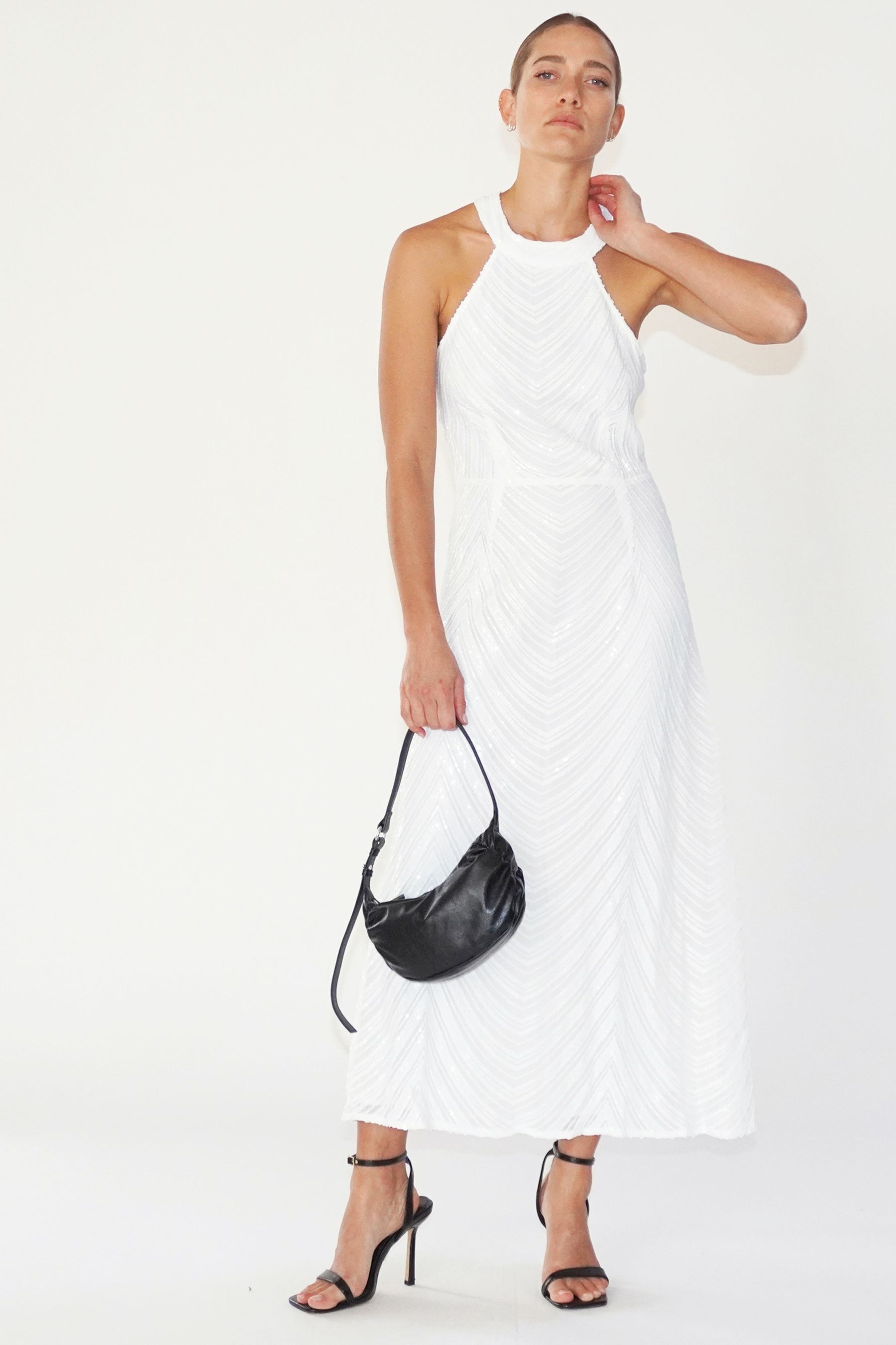 White halterneck dress uk cheap