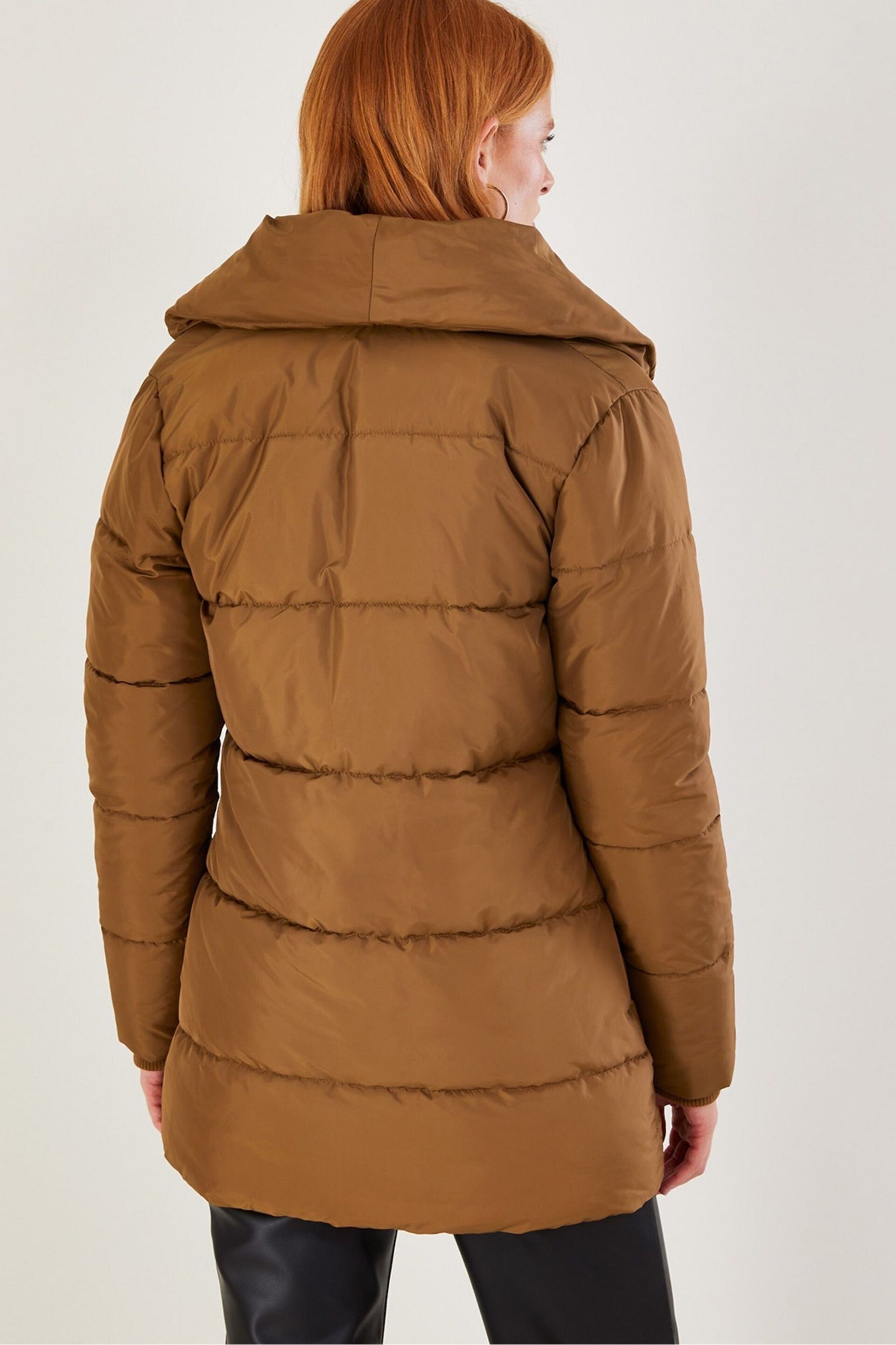 Monsoon Brown Shawl Collar Shannon Padded Coat - Image 2 of 4