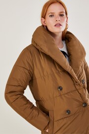 Monsoon Brown Shawl Collar Shannon Padded Coat - Image 3 of 4