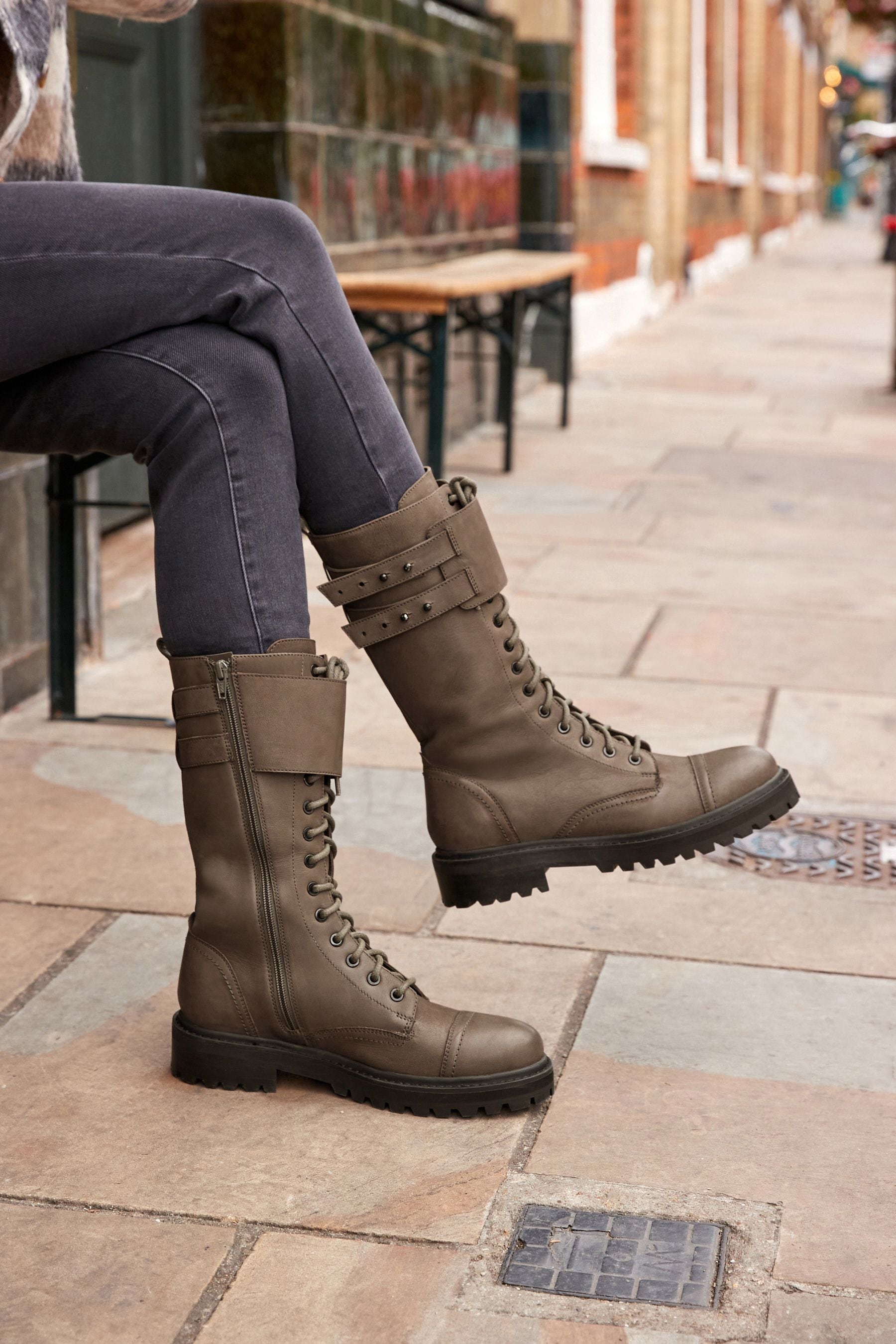Buy Brown Forever Comfort Lace Up Knee High Boots from Next Luxembourg
