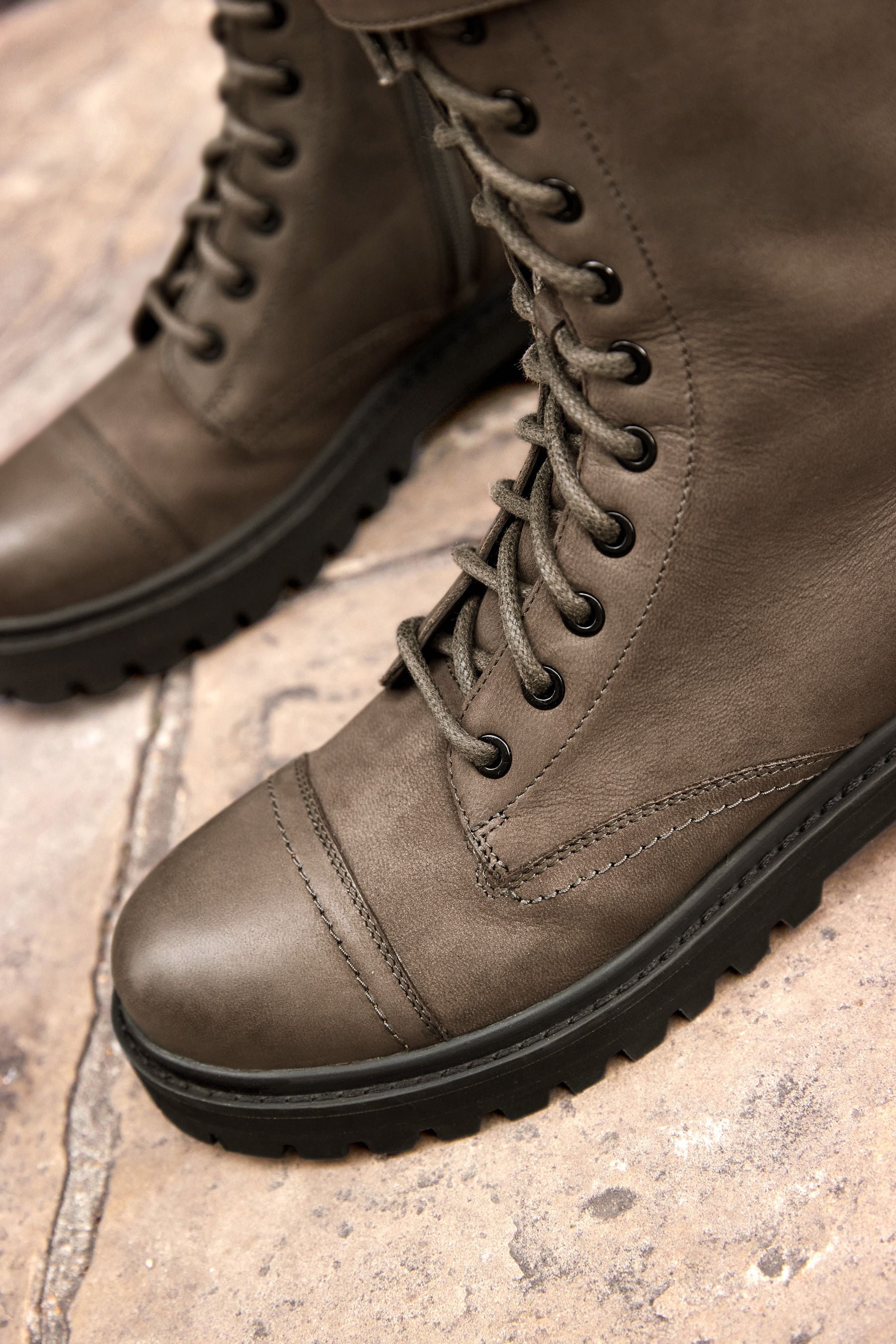 Buy Brown Forever Comfort Lace Up Knee High Boots from Next Luxembourg