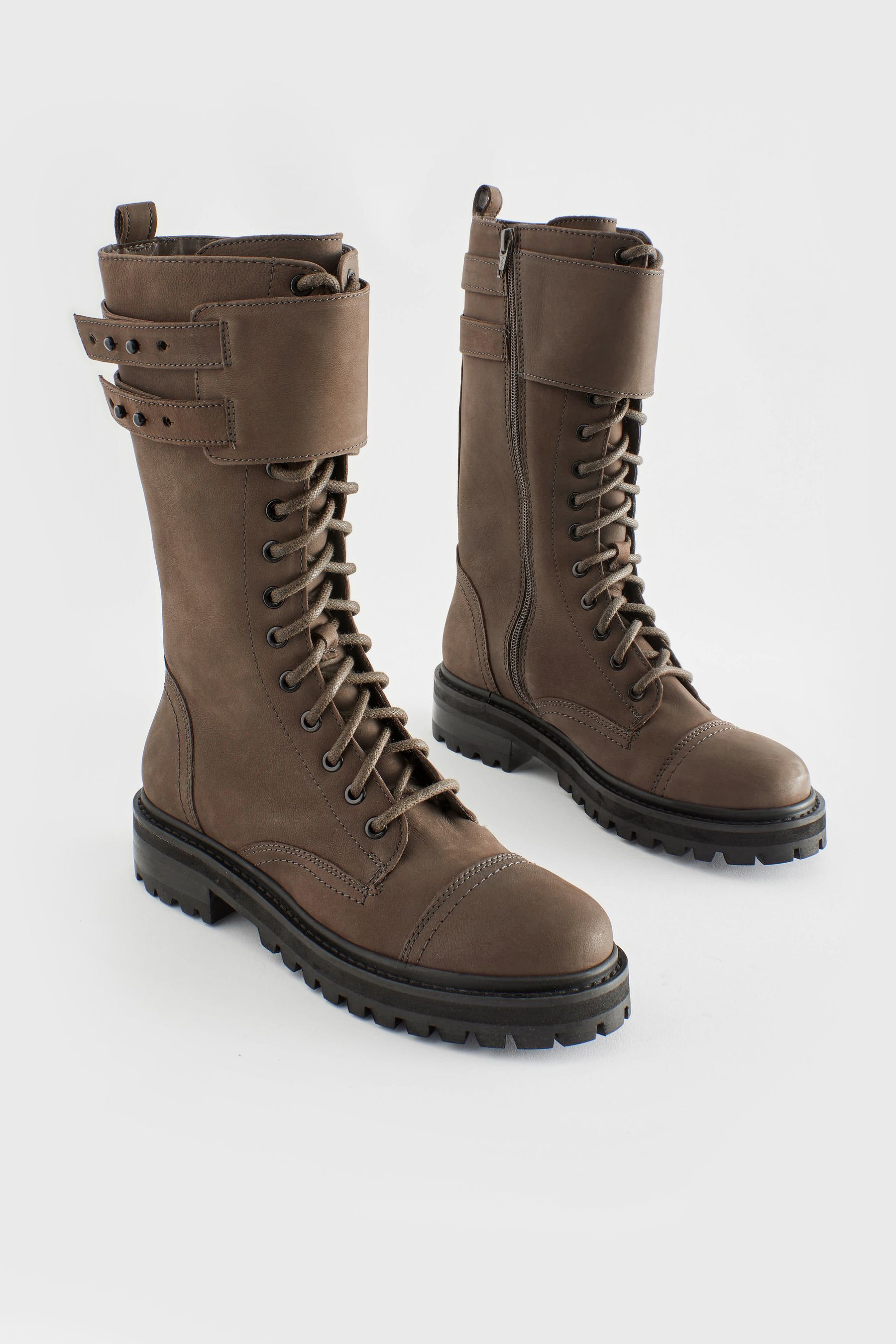 Buy Brown Forever Comfort Lace Up Knee High Boots from Next Luxembourg