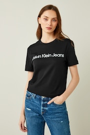 Calvin Klein Jeans Institutional Black Logo Slim T-Shirt - Image 1 of 4