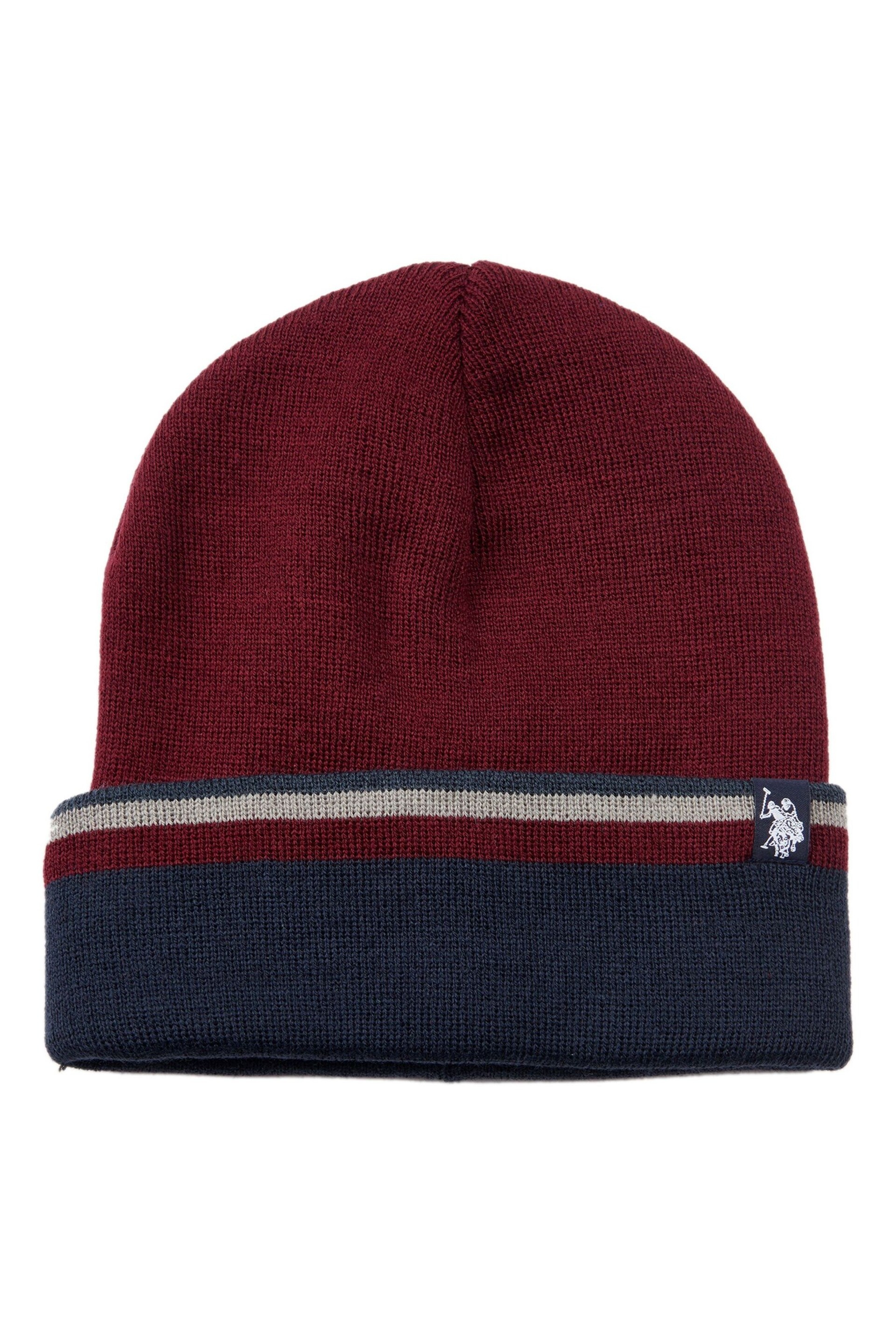 U.S. Polo Assn. Mens Windsor Wine Contrast Beanie - Image 1 of 3