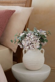 Lilac Purple Artificial Hydrangea Arrangement In Terracotta Vase - Image 1 of 3