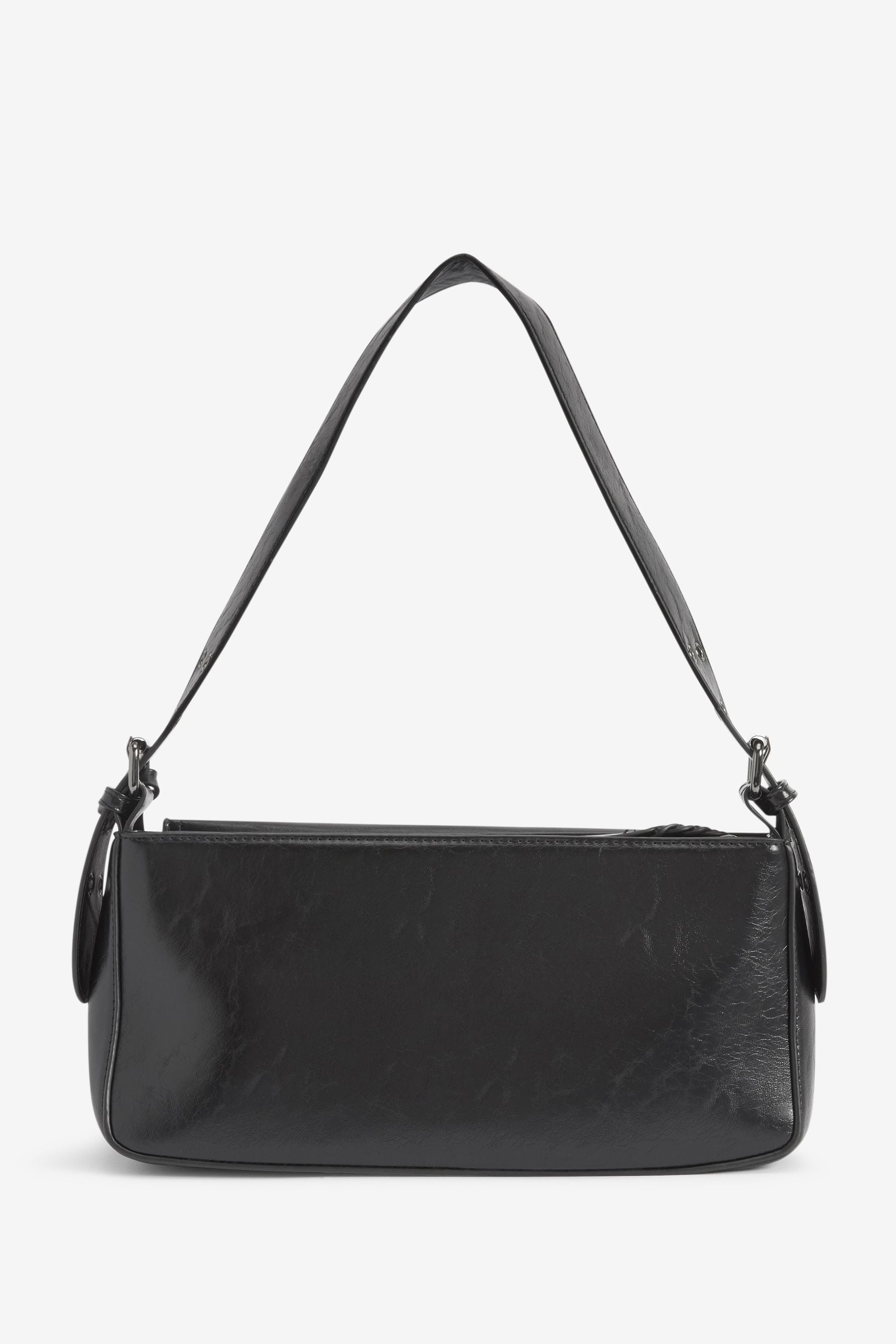 Black shoulder baguette bag outlet