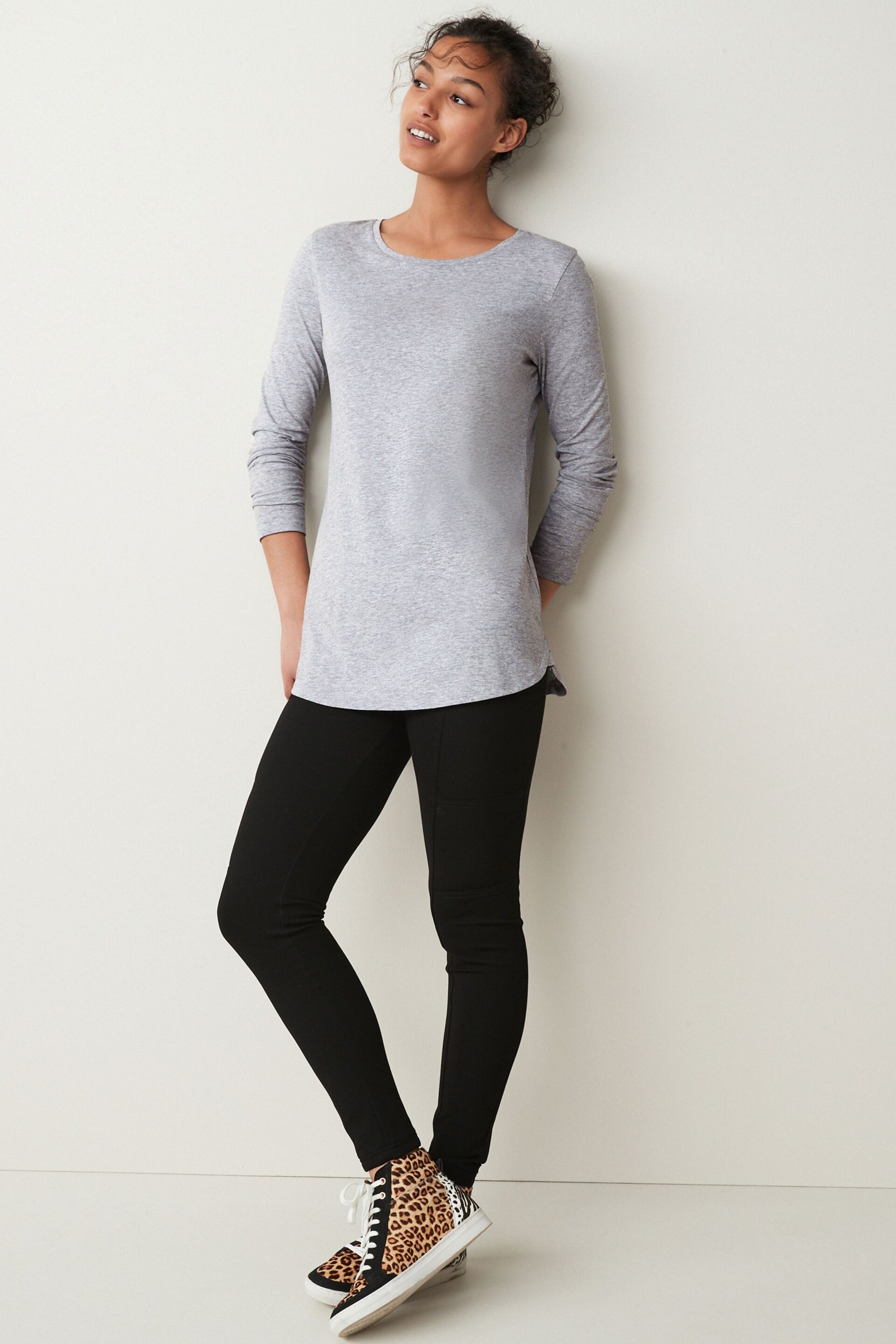 Grey Longline Long Sleeve Top - Image 3 of 5