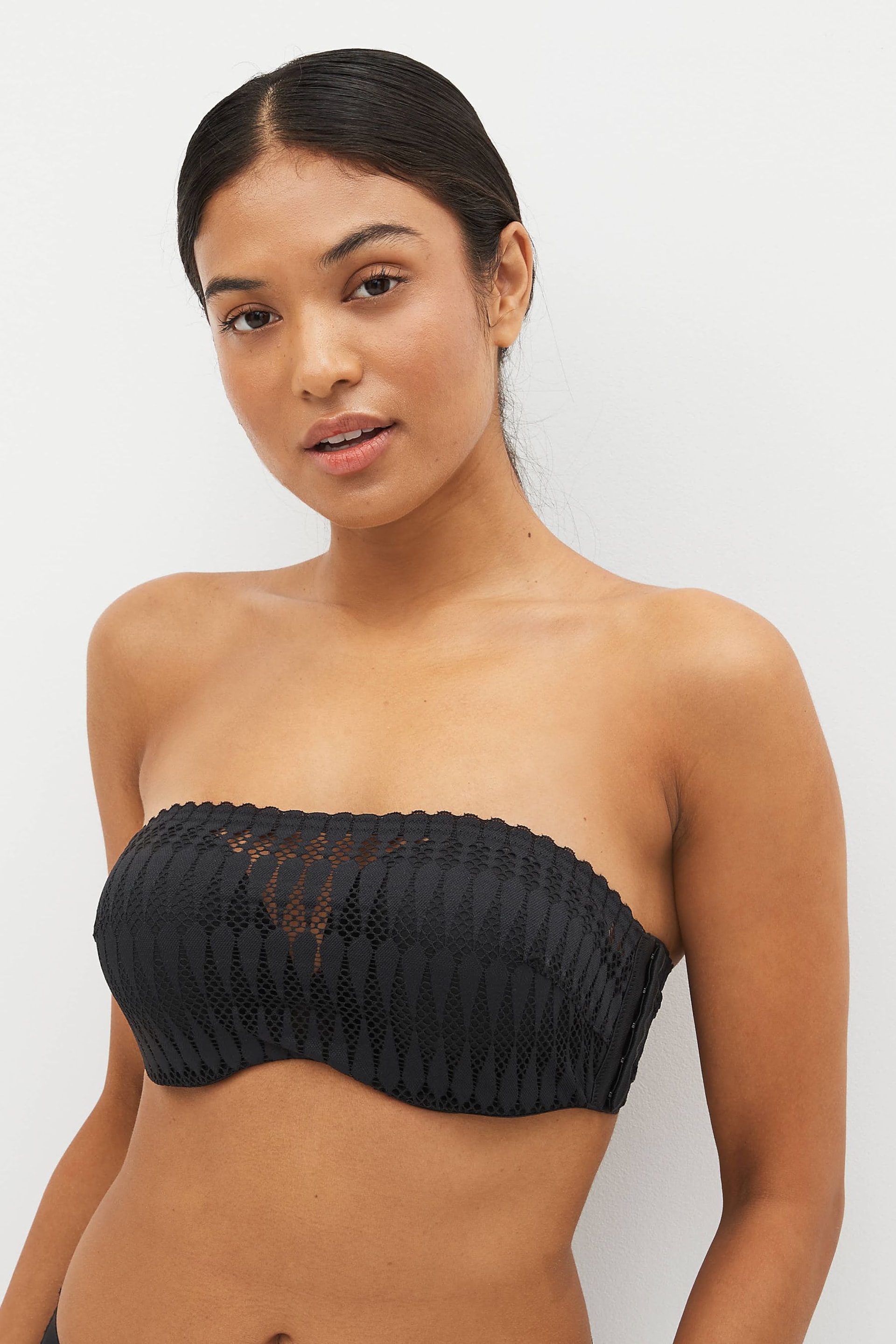 Black Triple Boost Lace Strapless Wired Bandeau Bra - Image 1 of 5