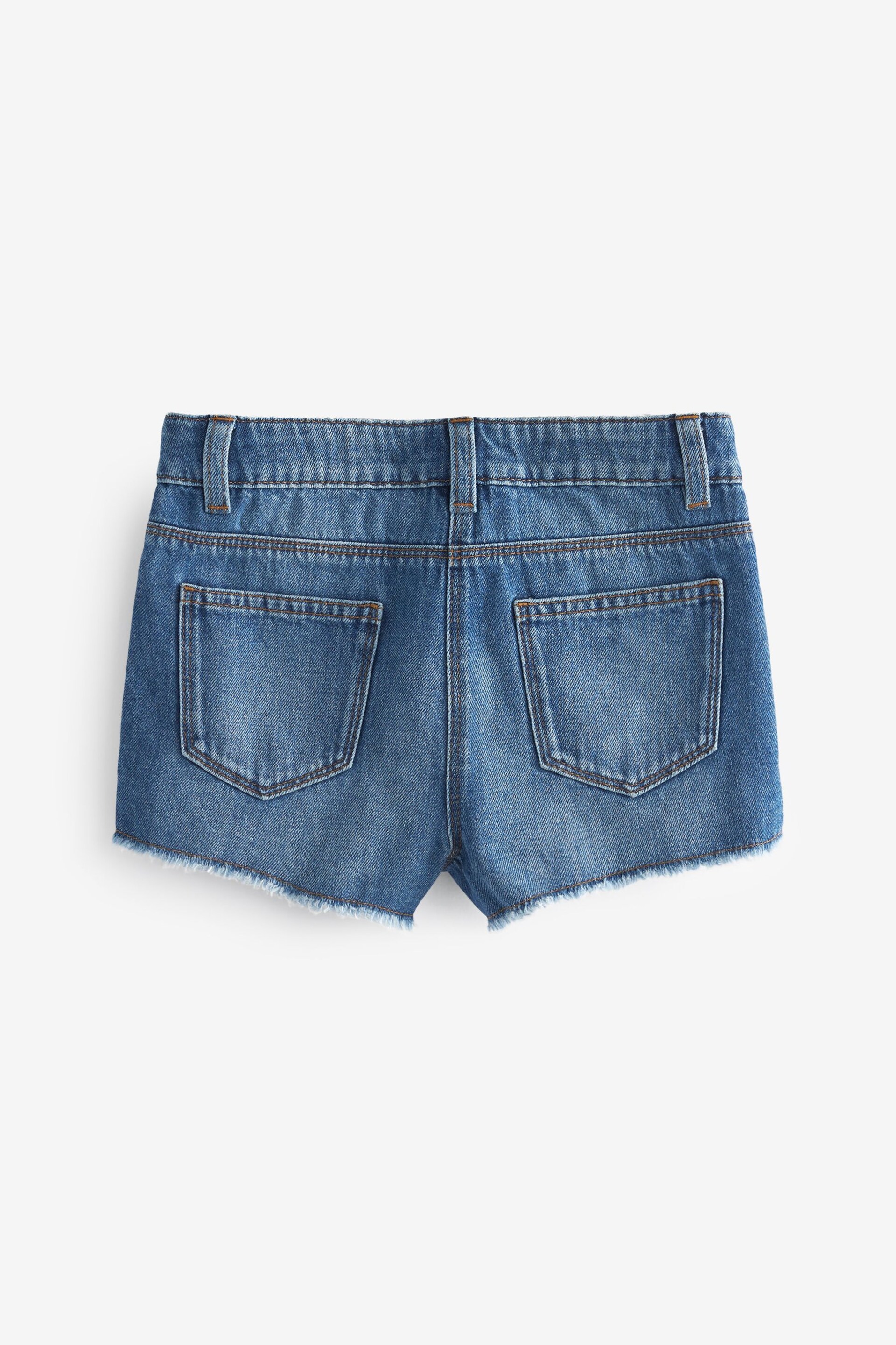 Blue Denim 2 Pack Regular Length Frayed Edge Shorts (3-16yrs) - Image 3 of 4