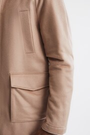 Reiss Cream Mandarin Zip Through Cashmere Coat - Image 4 of 7