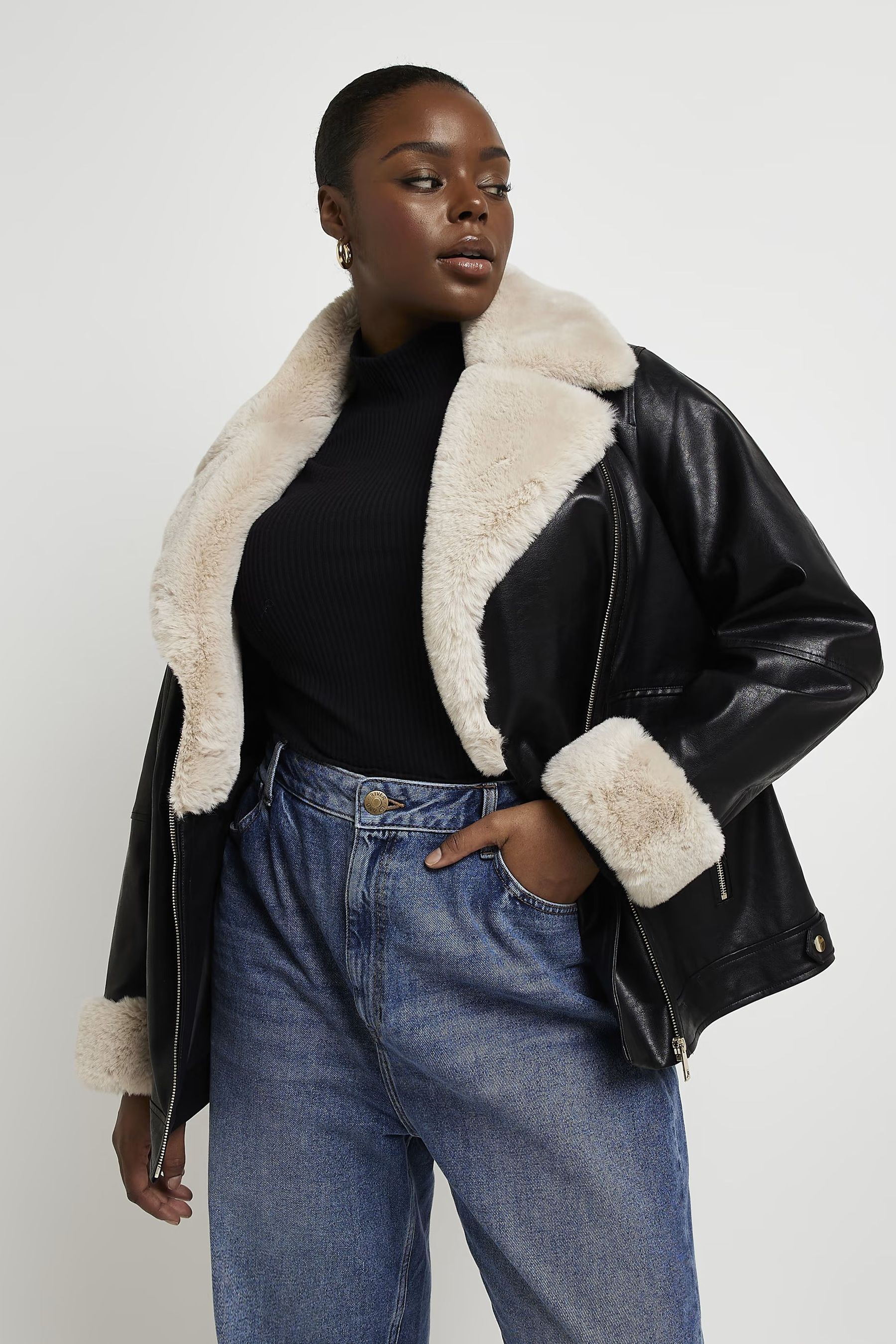 River island plus leather jacket shop