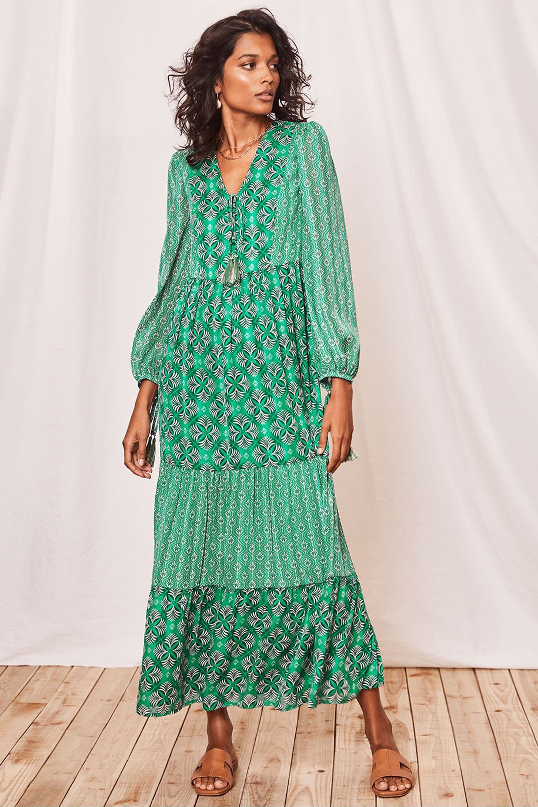 Buy Mint Velvet Green Esme Print Tassel Maxi Dress from Next Luxembourg